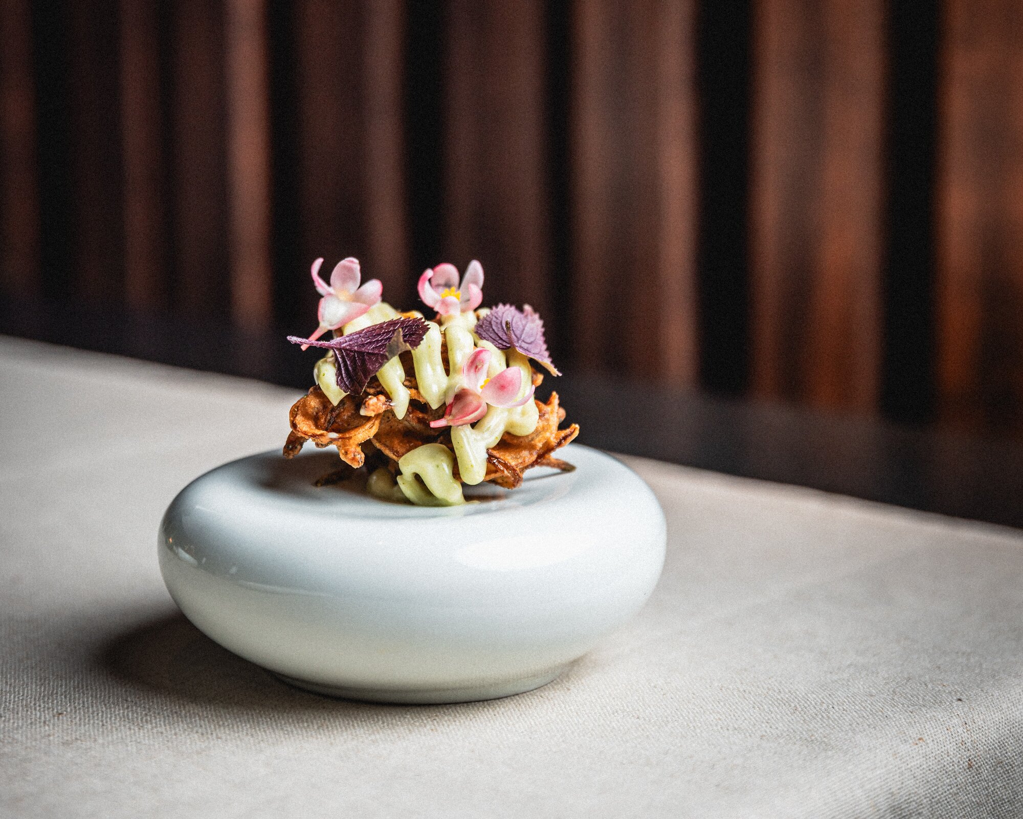 Chef Vicky Shah combined two classics to create Aarth's whitebait bhaji. Photo / Olivia Moore