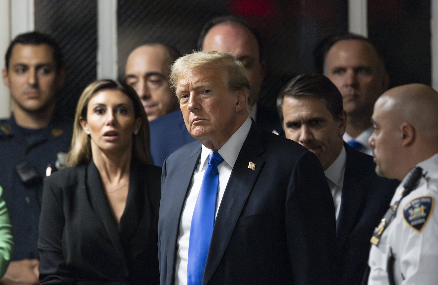 Trump leaves the courthouse at Manhattan Criminal Court. Photo / AP