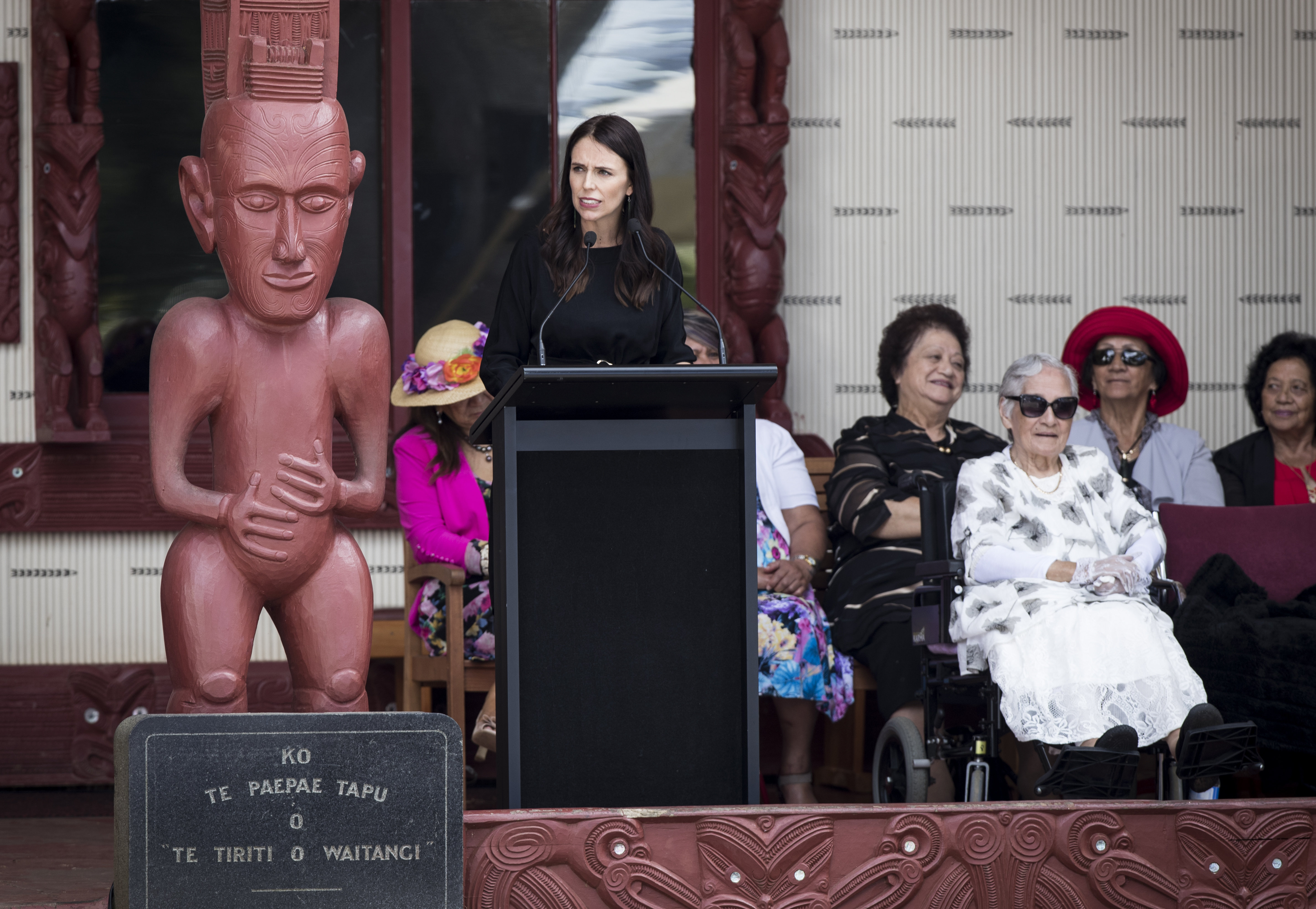 Prime Minister Jacinda Ardern at Waitangi for the Powhiri at the Upper Marae during Waitangi celebrations. Photo / Dean Purcell