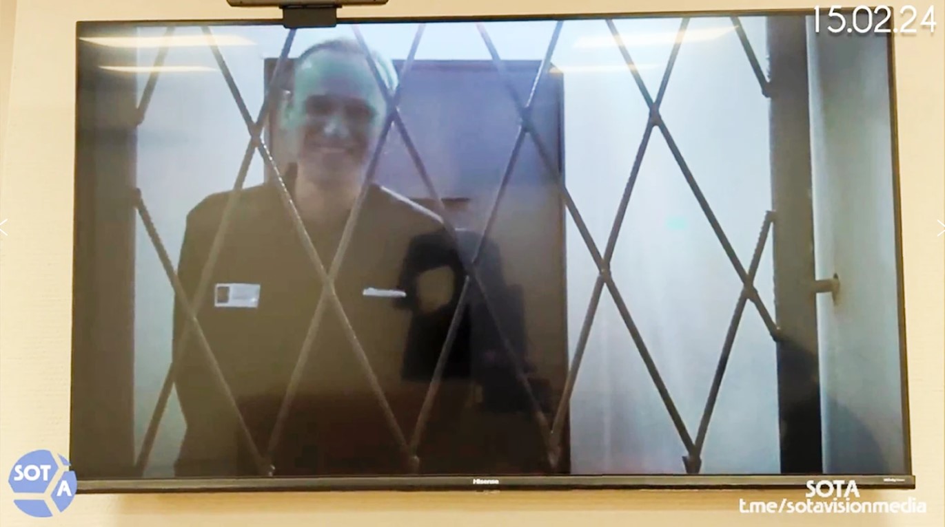 Russian opposition leader Alexei Navalny appears via video link from the Arctic penal colony the day before his death was reported. Photo / Russian Federal Penitentiary Service via SOTAVISION via AP