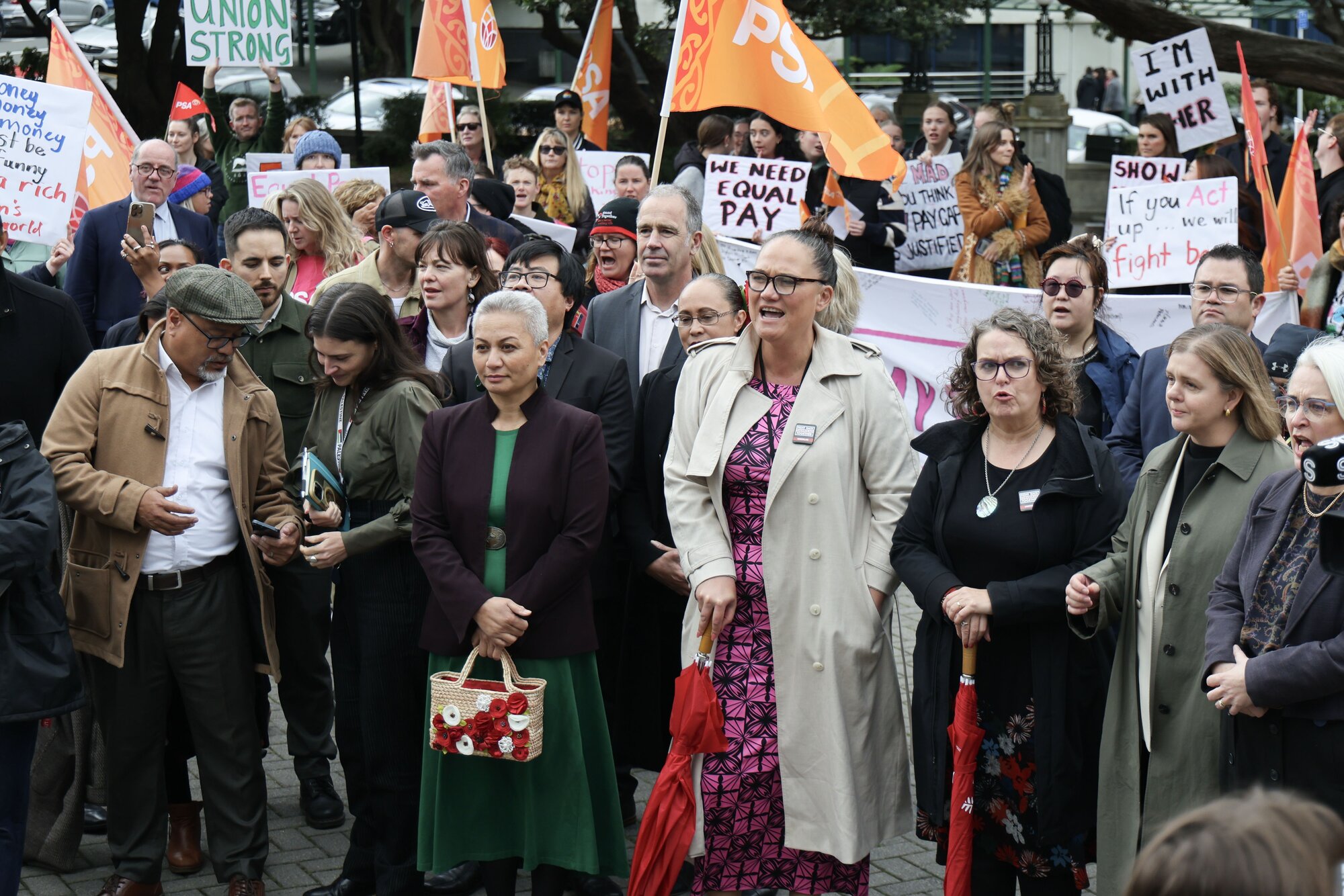 Many Opposition politicians joined protesters outside Parliament on Tuesday. Photo / Marty Melville