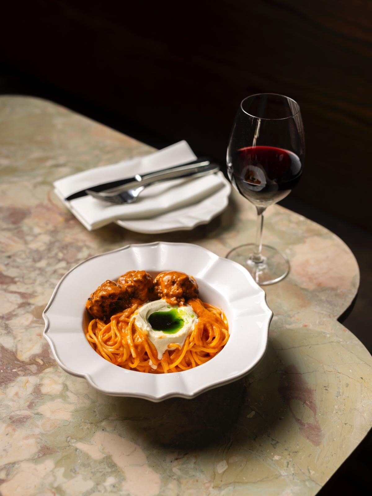 Chilled red and tomato pasta are the perfect pairing at Mama in Newmarket. Photo / Alex McVinnie