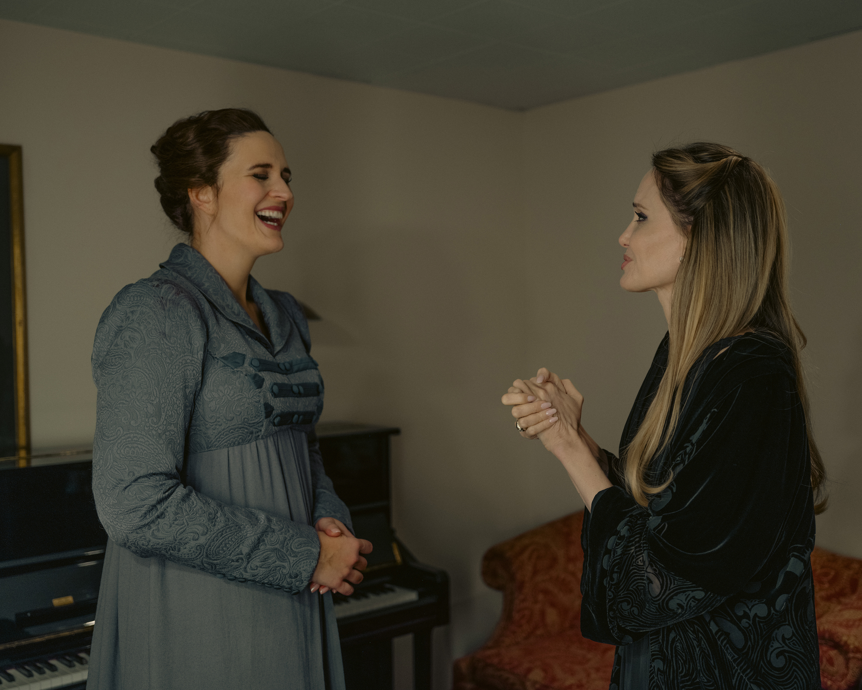 The soprano Lise Davidsen, who sang the title role in Tosca, with Jolie. “You were just transcendent,” Jolie told her. Photo / Sasha Arutyunova, The New York Times