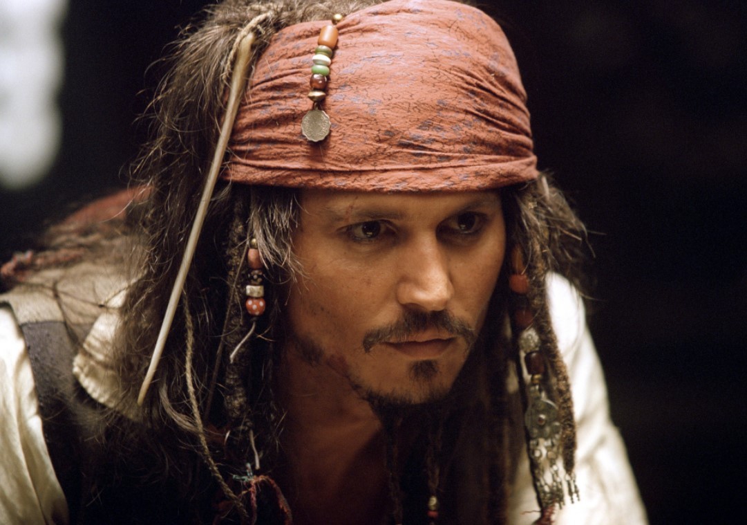 Johnny Depp as Captain Jack Sparrow in The Pirates of the Caribbean. 