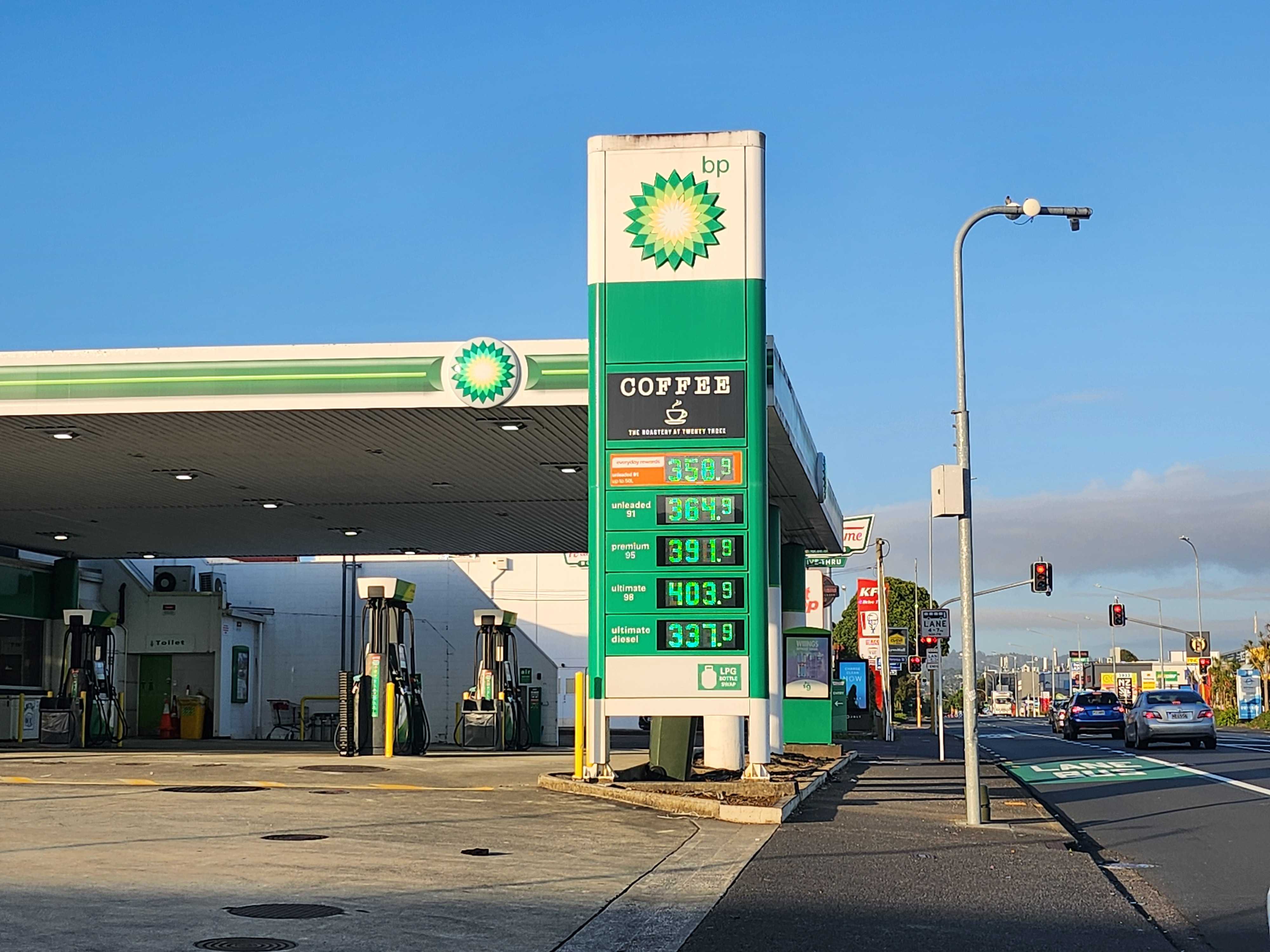 BP New Lynn in Auckland has tipped just over $4 a litre for Ultimate 98 petrol. Photo / NZME
