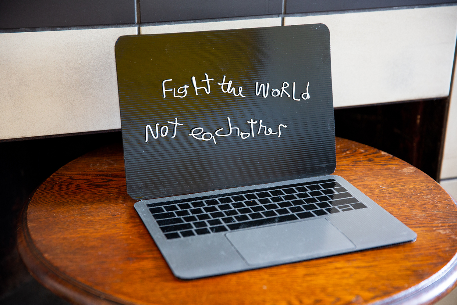 Artwork from Janet's 'Laptop series 2019 (black & silver edition)' (2019). Photo / Babiche Martens.