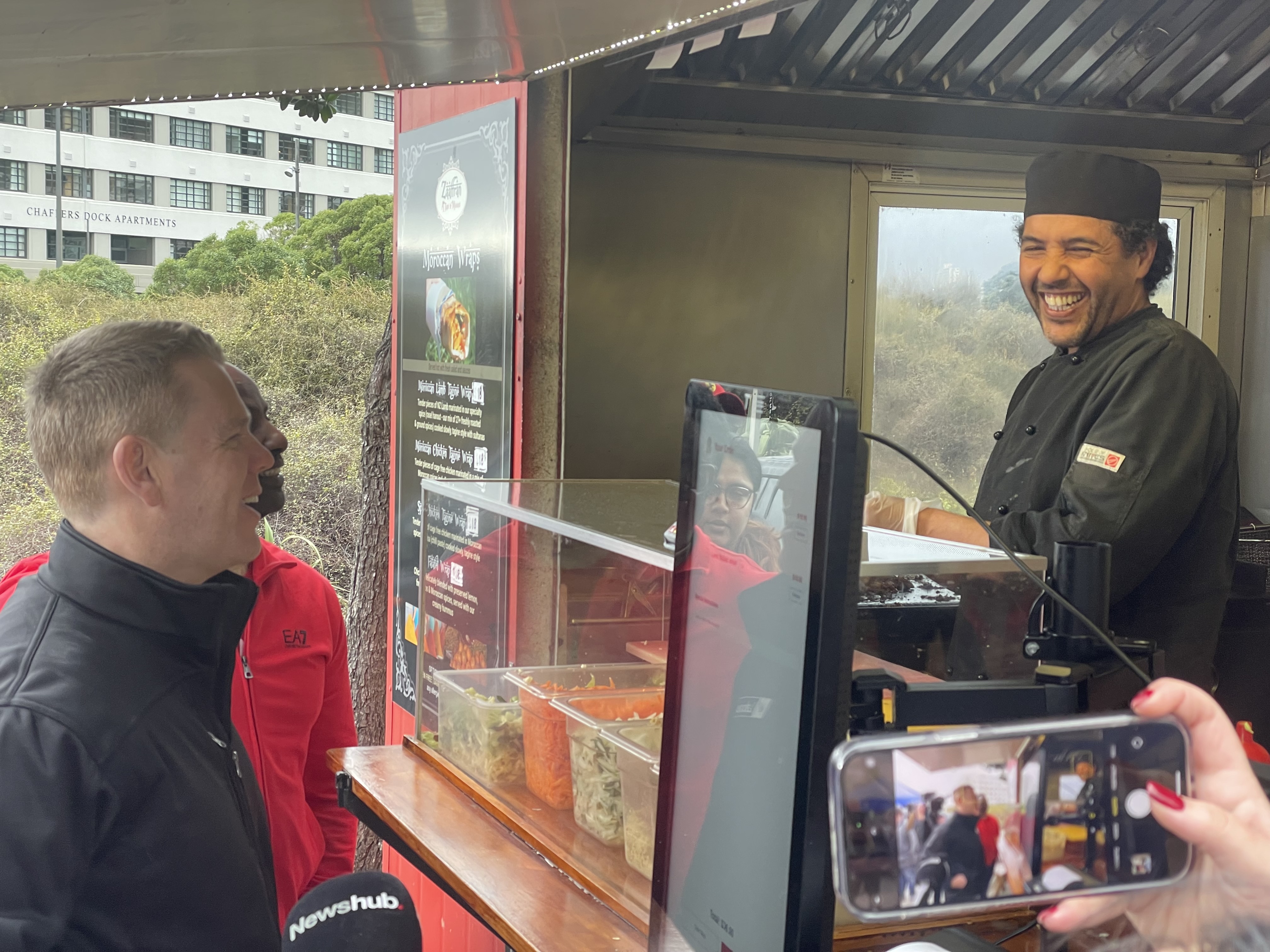 Prime Minister Chris Hipkins tours Wellington's Harbourside Market. Photo / Thomas Coughlan