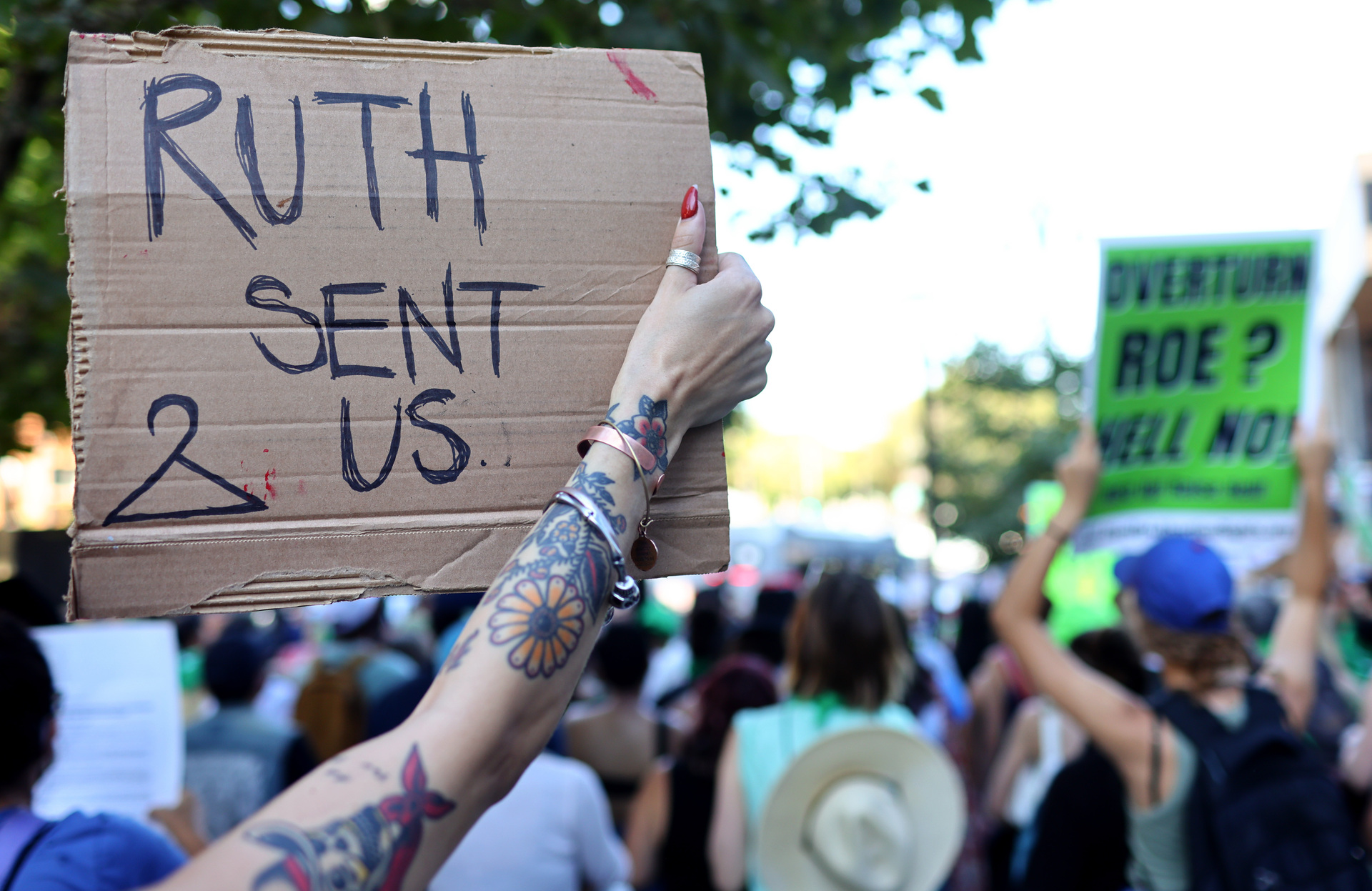 Abortion rights supporters protest against the recent court decision to end federal abortion rights protections outside the First Street U.S. Courthouse in Los Angeles, California. Photo / Getty Image