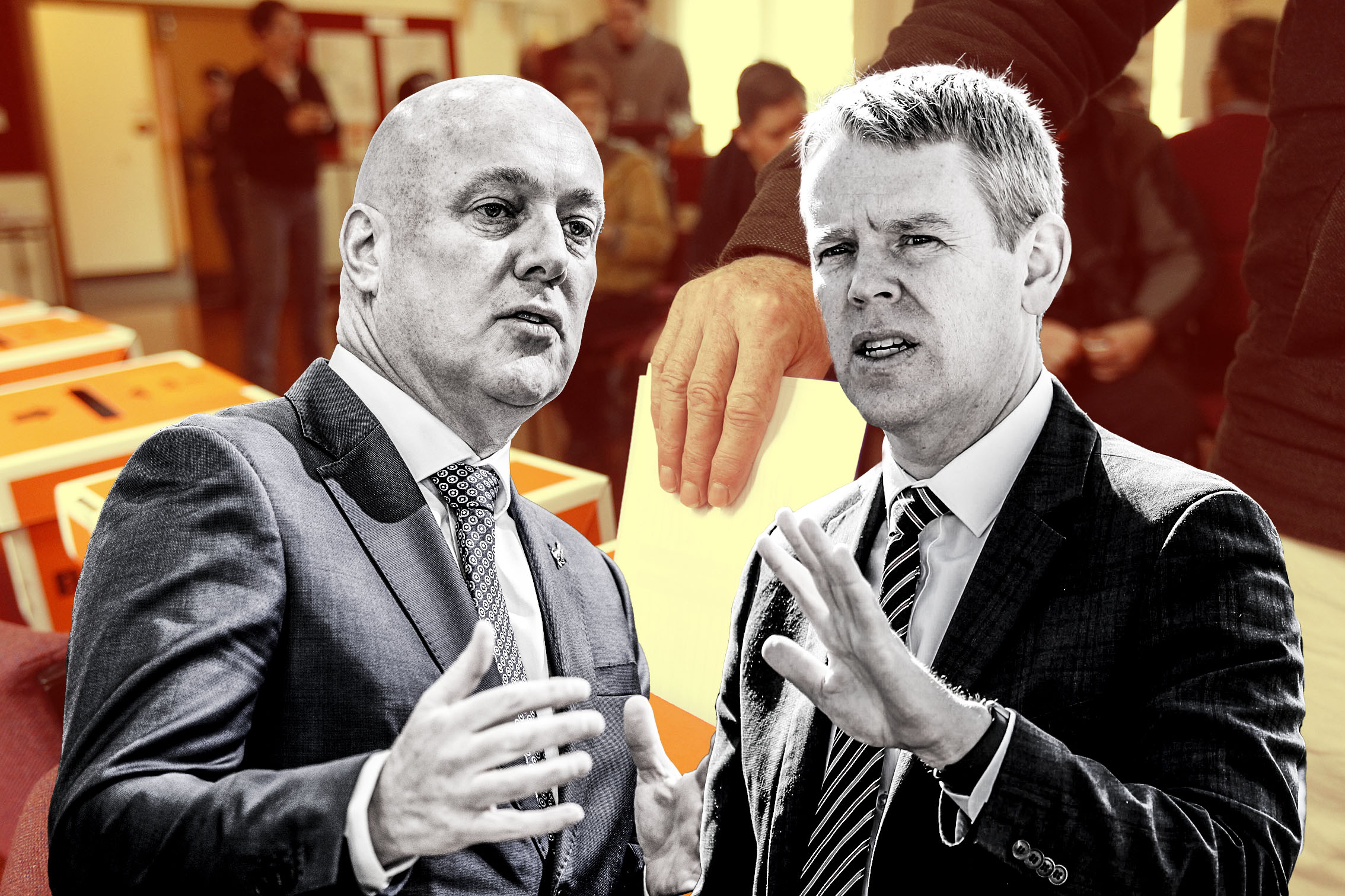 National leader Christopher Luxon (left) and Labour leader Chris Hipkins. Photo / NZME