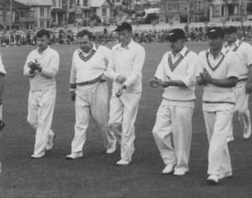Bob Blair, third from left, during the 1952-53 tour of South Africa.