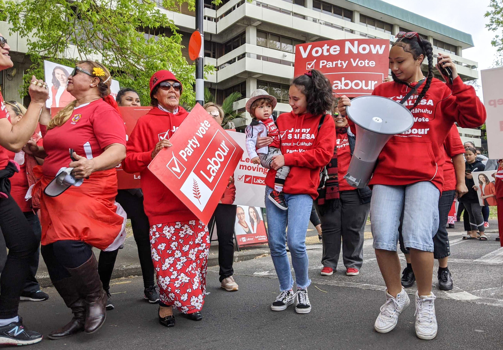 Labour supporters waiting for Jacinda Ardern in Otara. Photo / Amelia Wade 