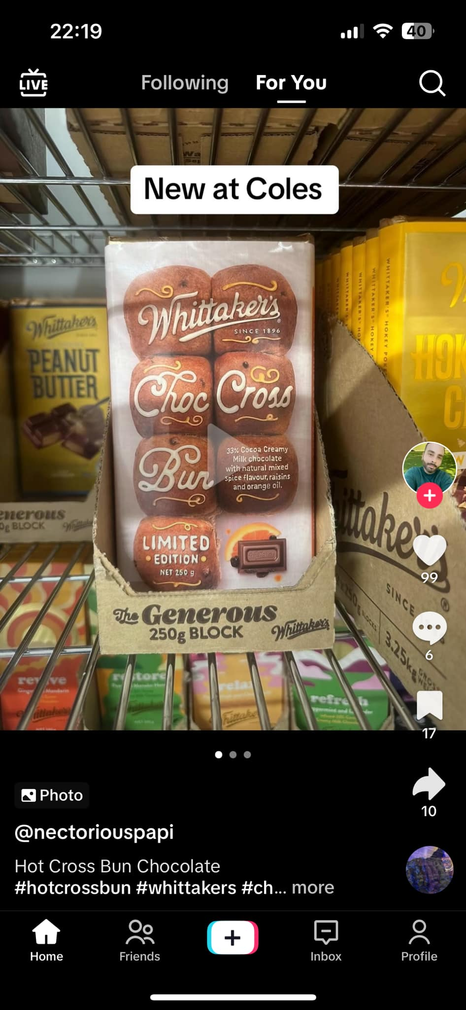 Images posted to social media showed the chocolate at an Aussie supermarket.
