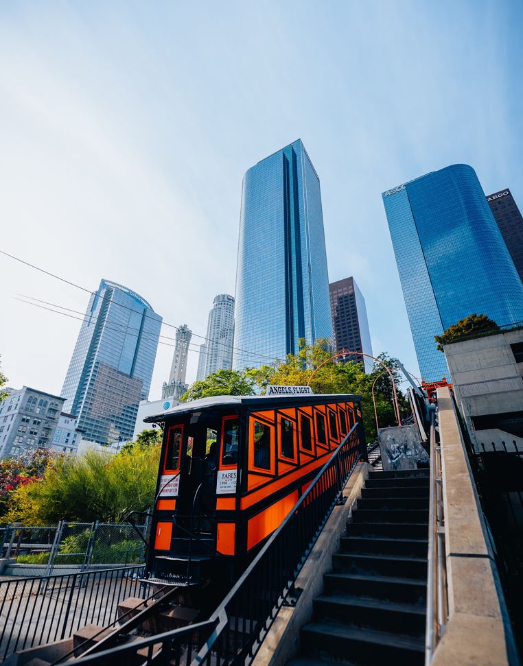 A 10-minute trip on the Angel’s Flight in LA is officially the ‘world’s shortest railway'. 
Photo / Mos Sukjaroenkraisri; Unsplash