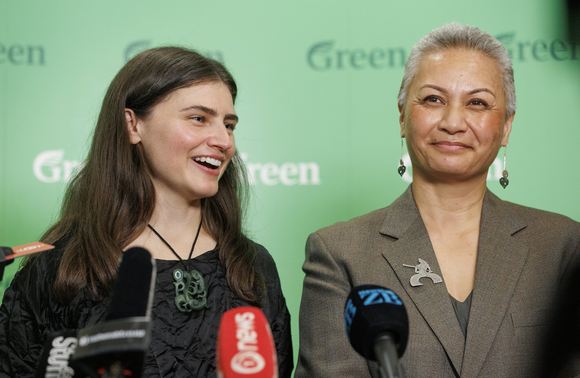 Greens co-leaders Chlöe Swarbrick (left) and Marama Davidson are aiming to lead the next Government. Photo / Mark Mitchell