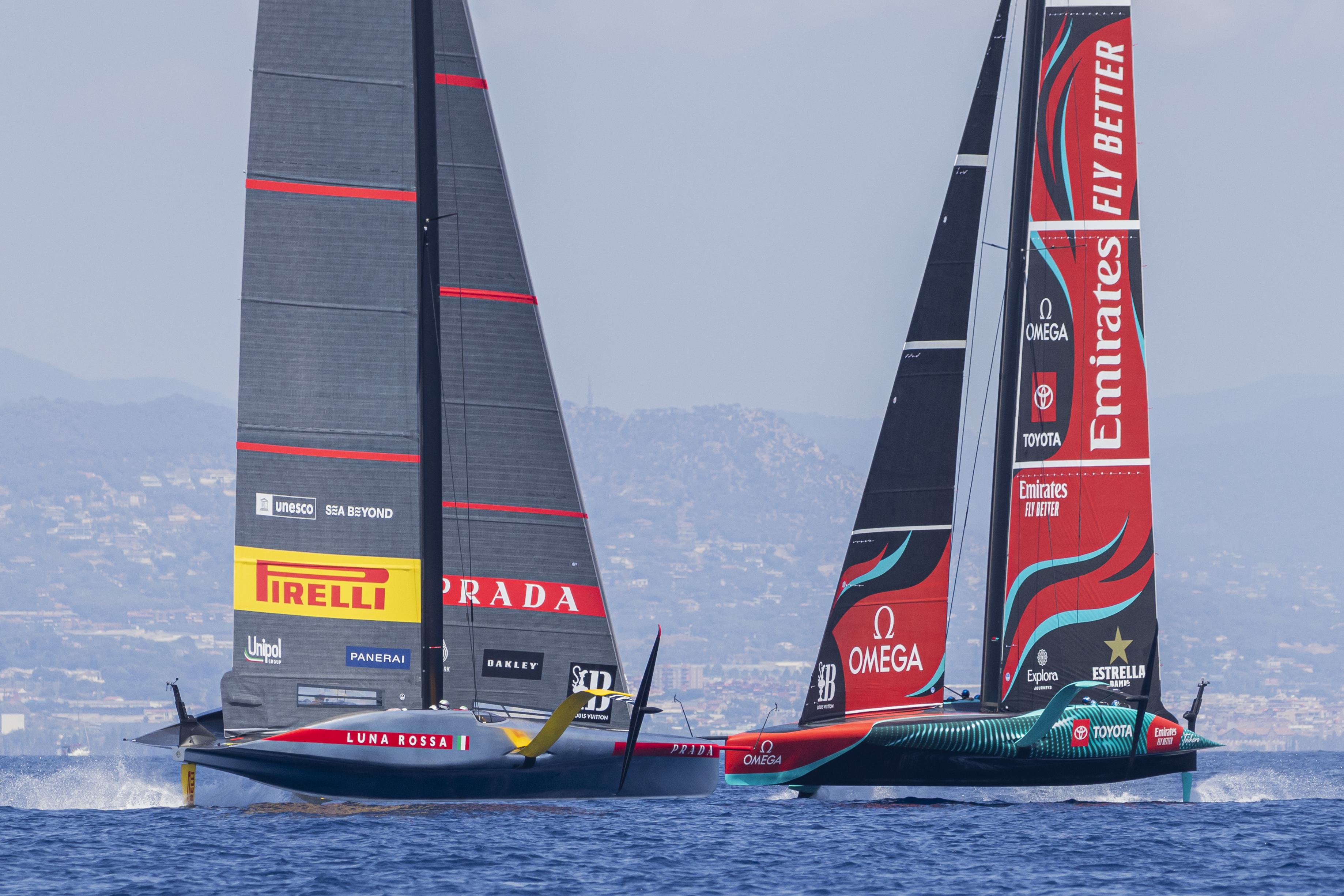 Team New Zealand will go head-to-head against Luna Rossa Prada Pirrelli in their first race of the Challenger Series round robins. Photo / Job Vermeulen, America's Cup
