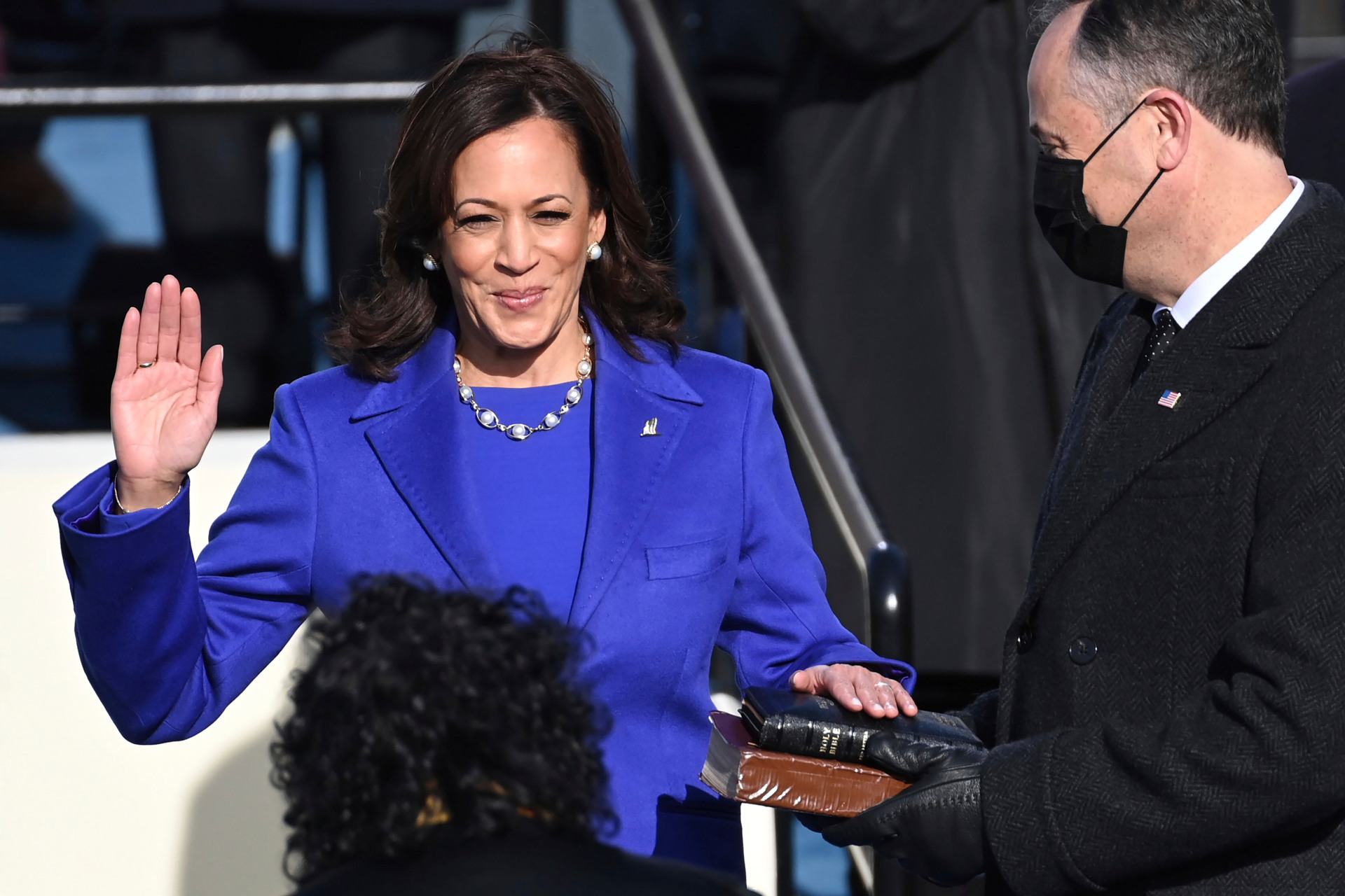 Kamala Harris the first Black / Indian female is sworn in as vice president during the 59th Presidential Inauguration at the U.S. Capitol in Washington. Photo / AP