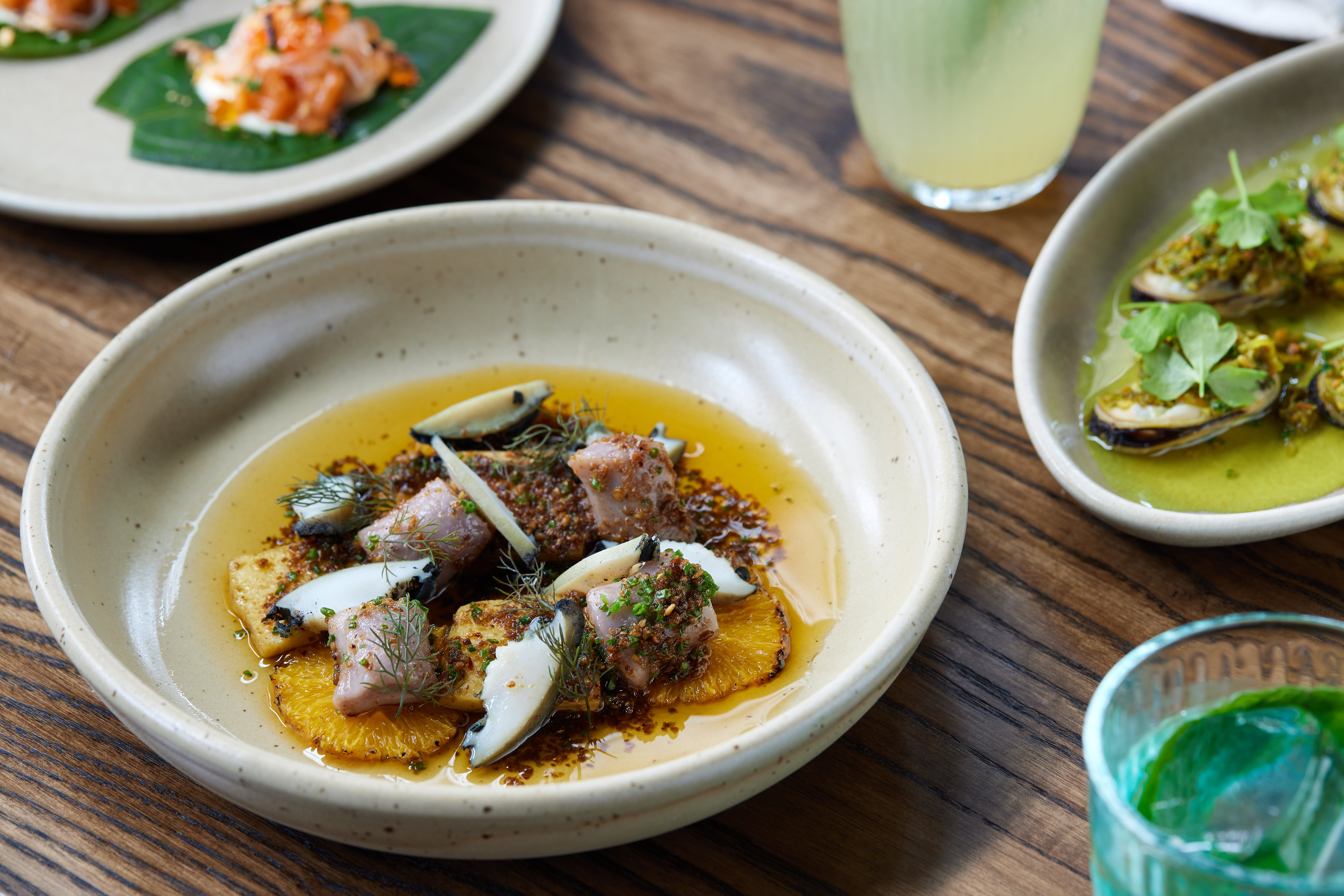 Metita's pāua, ulu, paneer and burnt orange. Photo / Babiche Martens