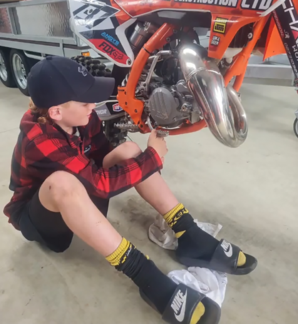 Ryder Ferregel, 10, has been missing since a boat with five people on board capsized near Clarks Beach on Sunday. Photo / Supplied