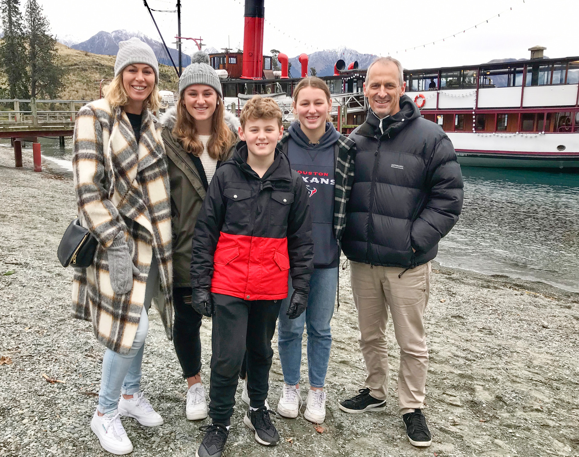 On a tiki tour to Queenstown with (from left) Addie, Zac, Liv and Ross in July. Photo / Supplied