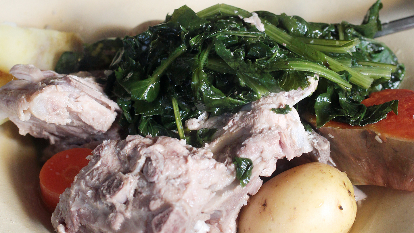 'The Pot' pork and puha with steamed vegetables-image