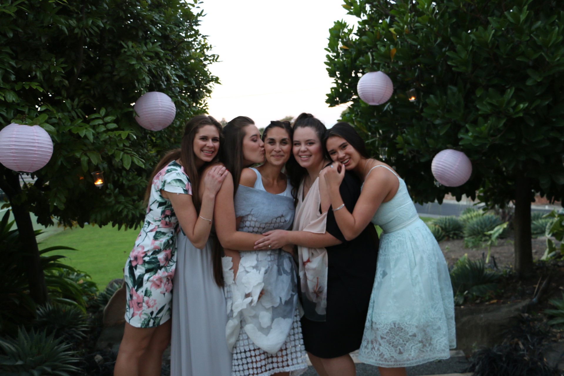 Jodi Barnett and her four girls at Sophie's wedding in 2018, from left: Bella, Sophie, Jodi, Samantha and Lily. 