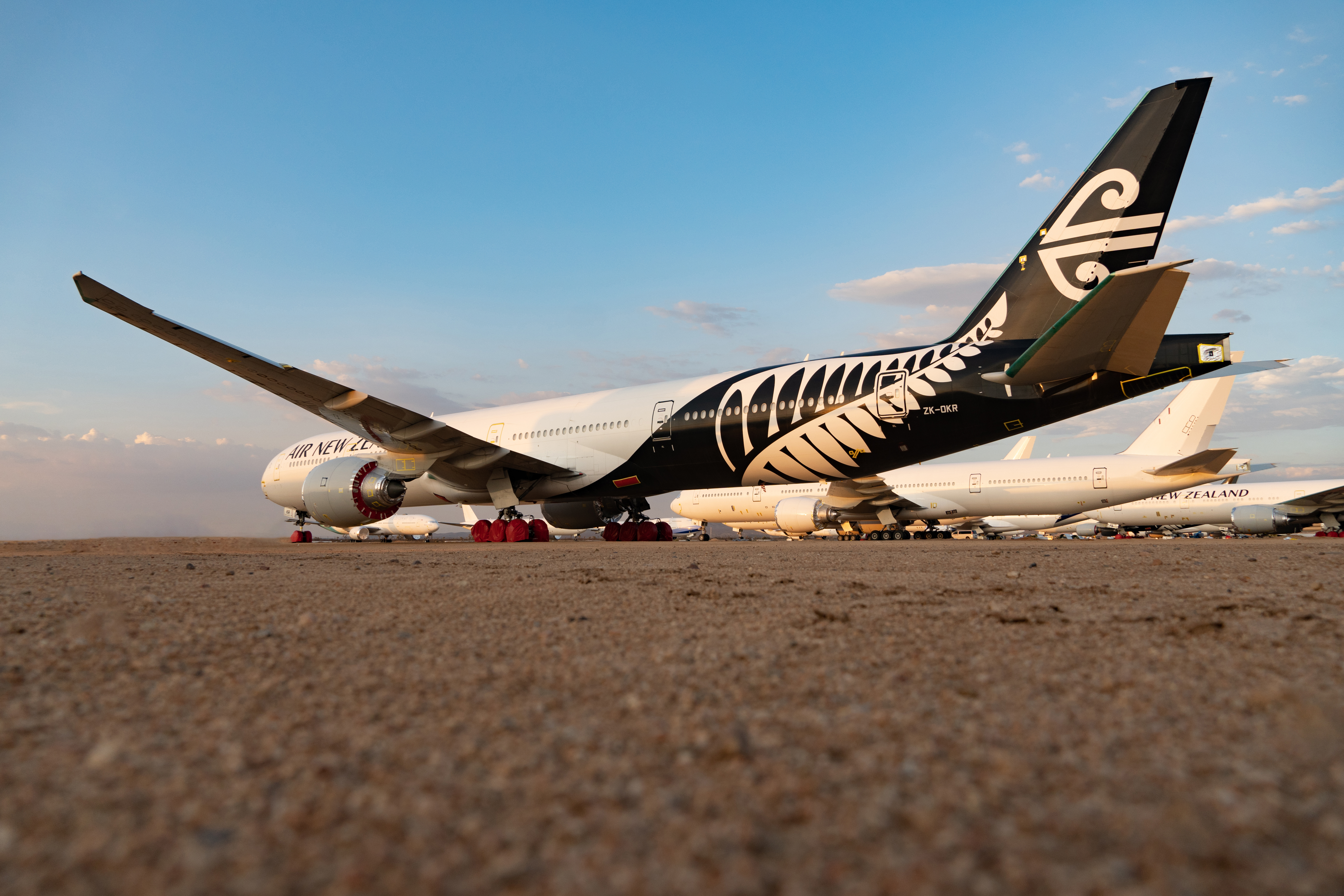 An Air New Zealand Boeing 777 at Victorville in the Mojave Desert during the Covid-19 pandemic.  Photo / Supplied