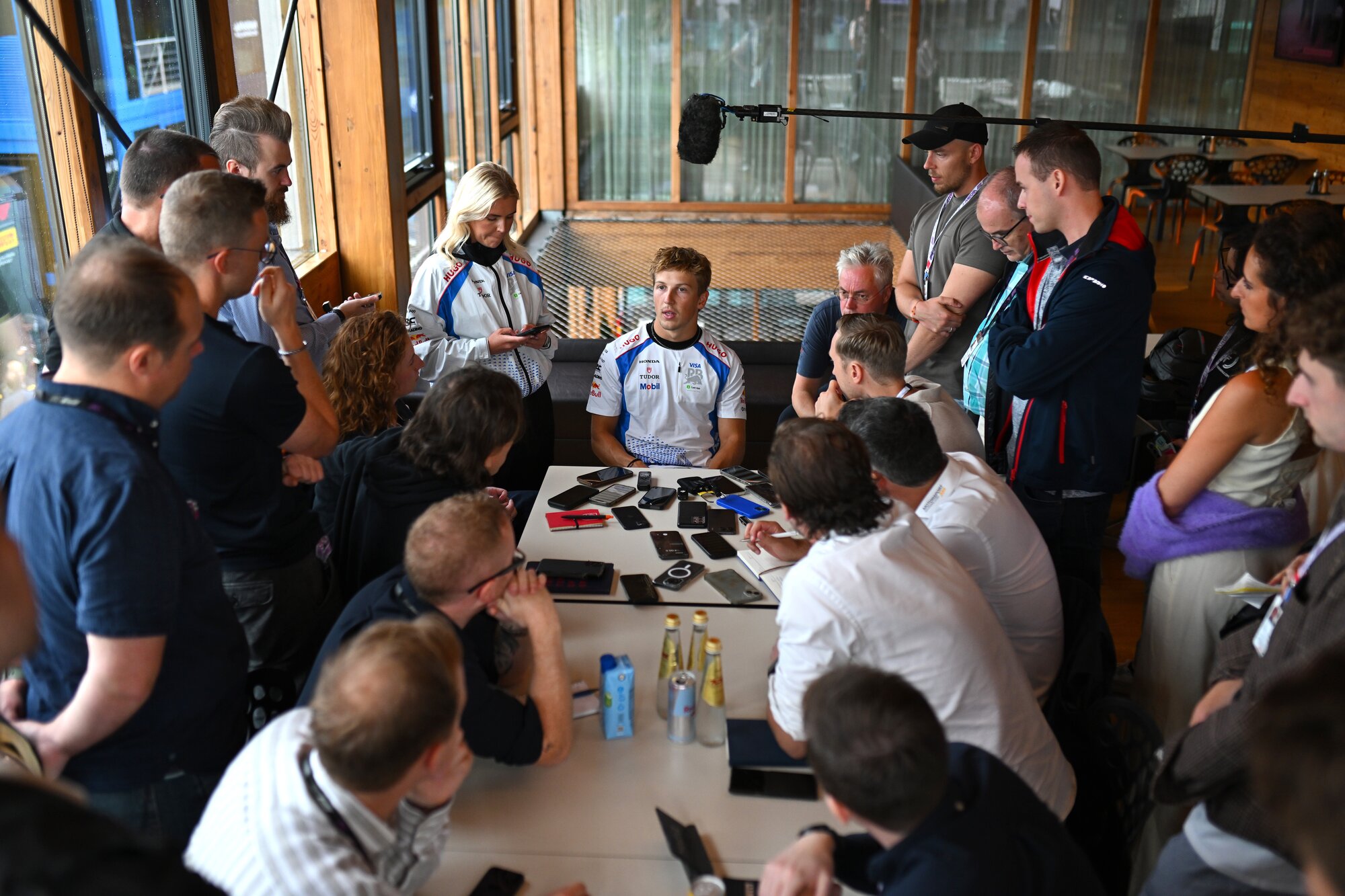 ZANDVOORT, NETHERLANDS - AUGUST 28: Liam Lawson of New Zealand and Visa Cash App Racing Bulls talks to the media during previews ahead of the F1 Grand Prix of Netherlands at Circuit Zandvoort on August 28, 2025 in Zandvoort, Netherlands. (Photo by Rudy Carezzevoli/Getty Images) // Getty Images / Red Bull Content Pool // SI202508280660 // Usage for editorial use only //  ZANDVOORT, NETHERLANDS - AUGUST 28: Liam Lawson of New Zealand and Visa Cash App Racing Bulls talks to the media during previews ahead of the F1 Grand Prix of Netherlands at Circuit Zandvoort on August 28, 2025 in Zandvoort, Netherlands. (Photo by Rudy Carezzevoli/Getty Images)
Photo / Red Bull