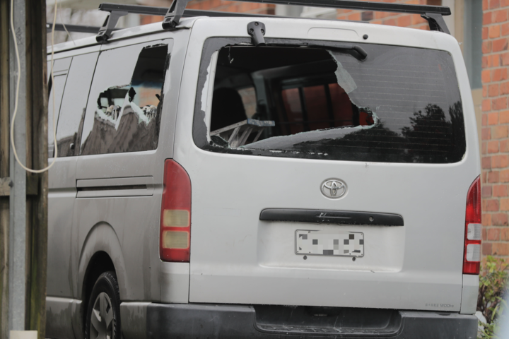 This van was shot at during a firearms incident in Glen Innes. Photo / Michael Craig