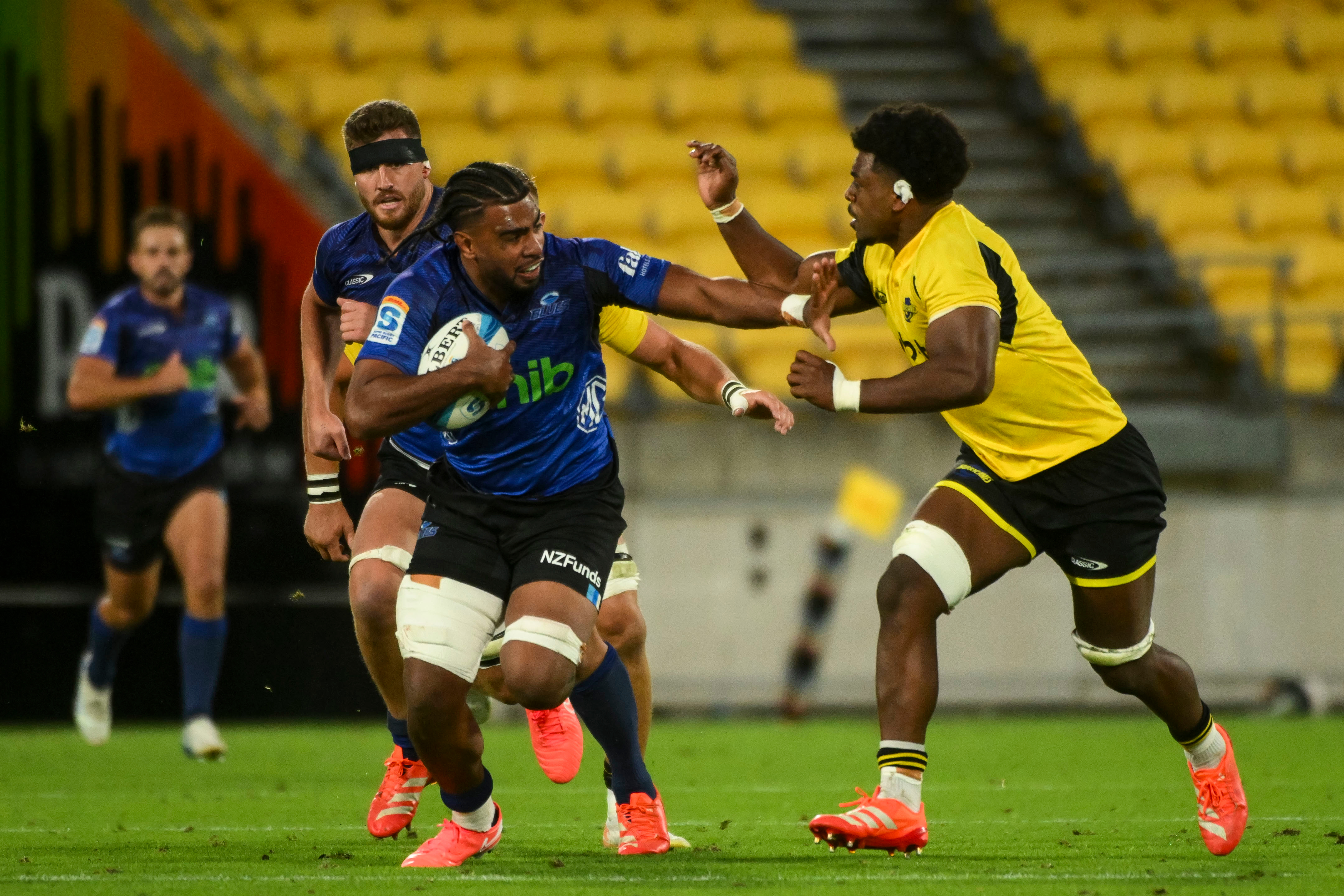Hoskins Sotutu on the charge against the Hurricanes last month. Photo / Photosport