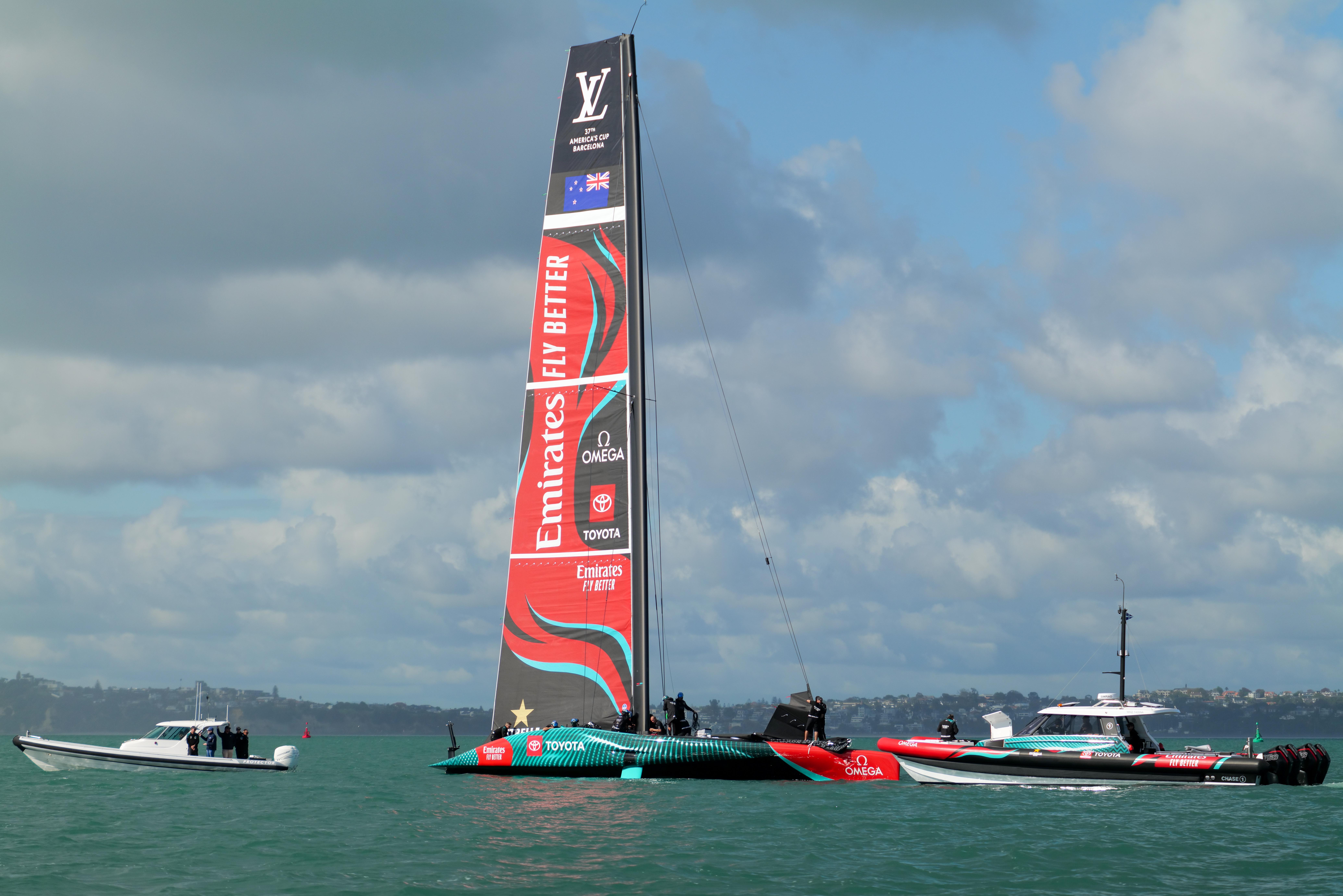 Team New Zealand have been commissioning their new AC75 Taihoro in Auckland over the last week. Photo / Sam Thom, America's Cup