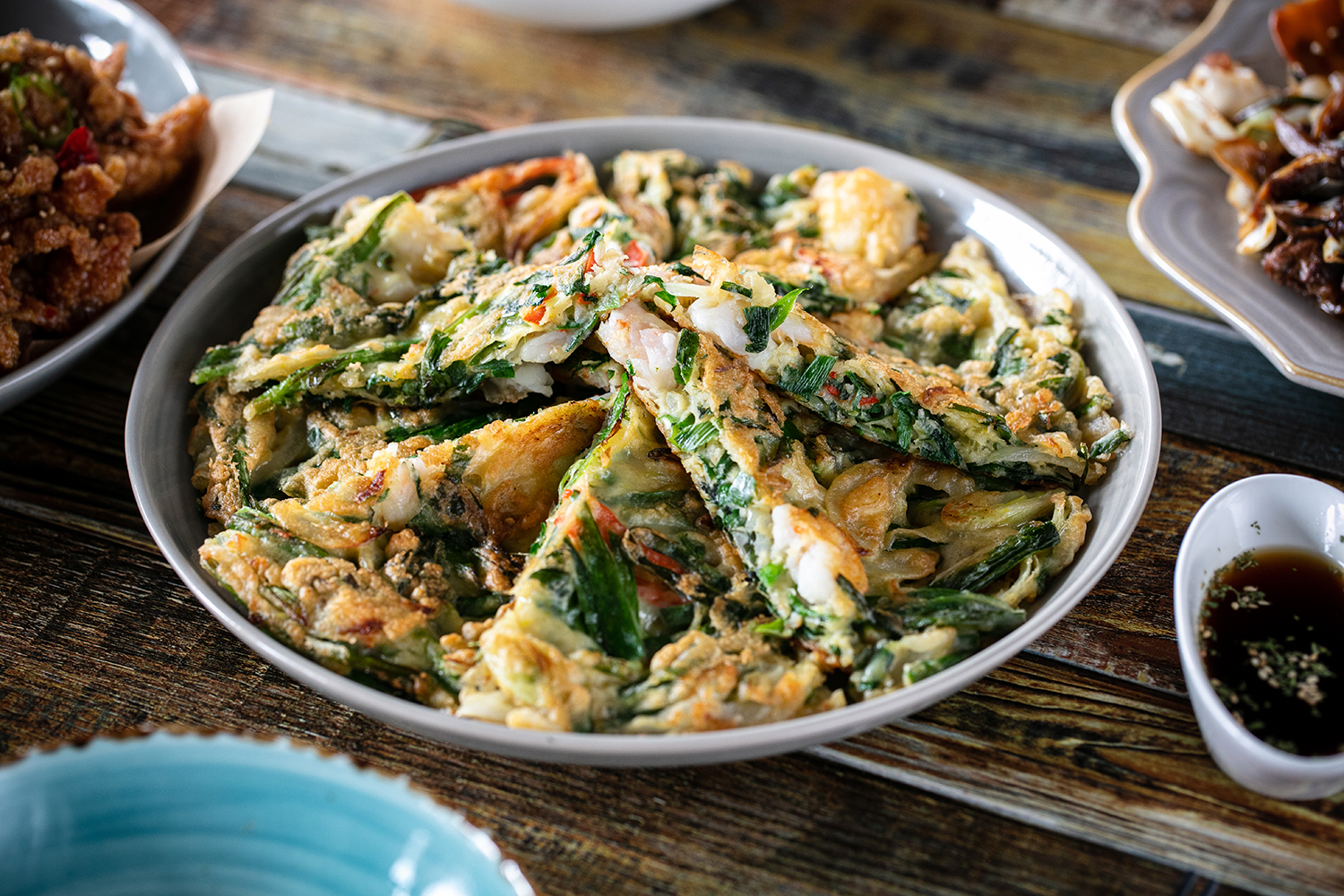 The prawn and chive pancake. Photo / Babiche Martens