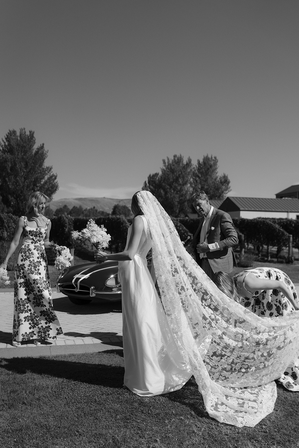 Jessica-Belle donned a showstopping couture veil by London designer Phillipa Lepley. Photo / Danelle Bohane