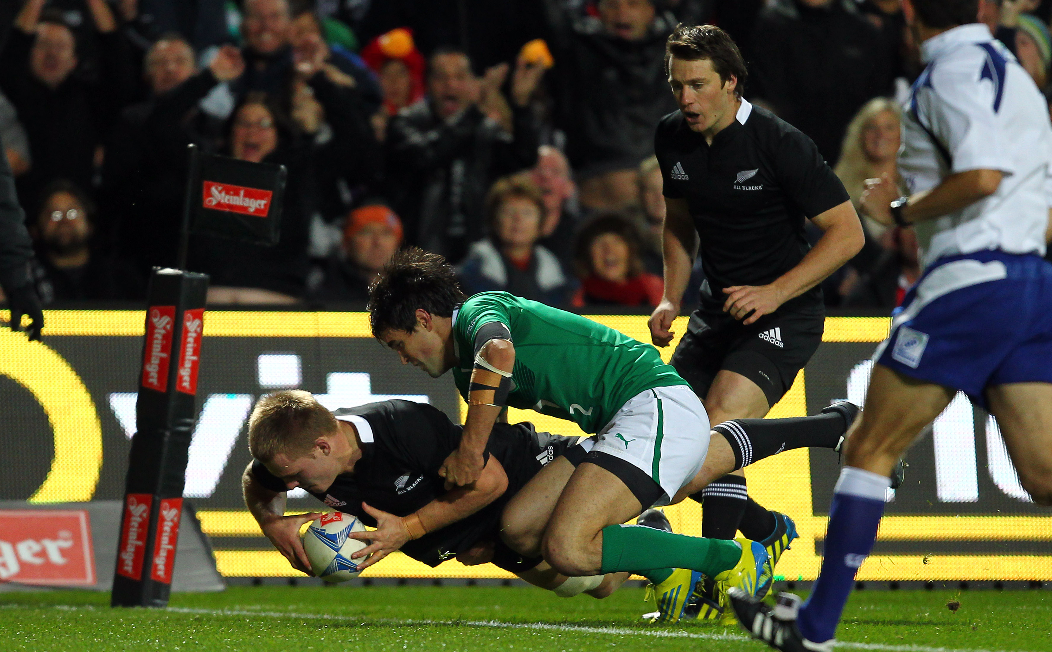 Sam Cane scores the first of his two tries against Ireland. Photo / Photosport