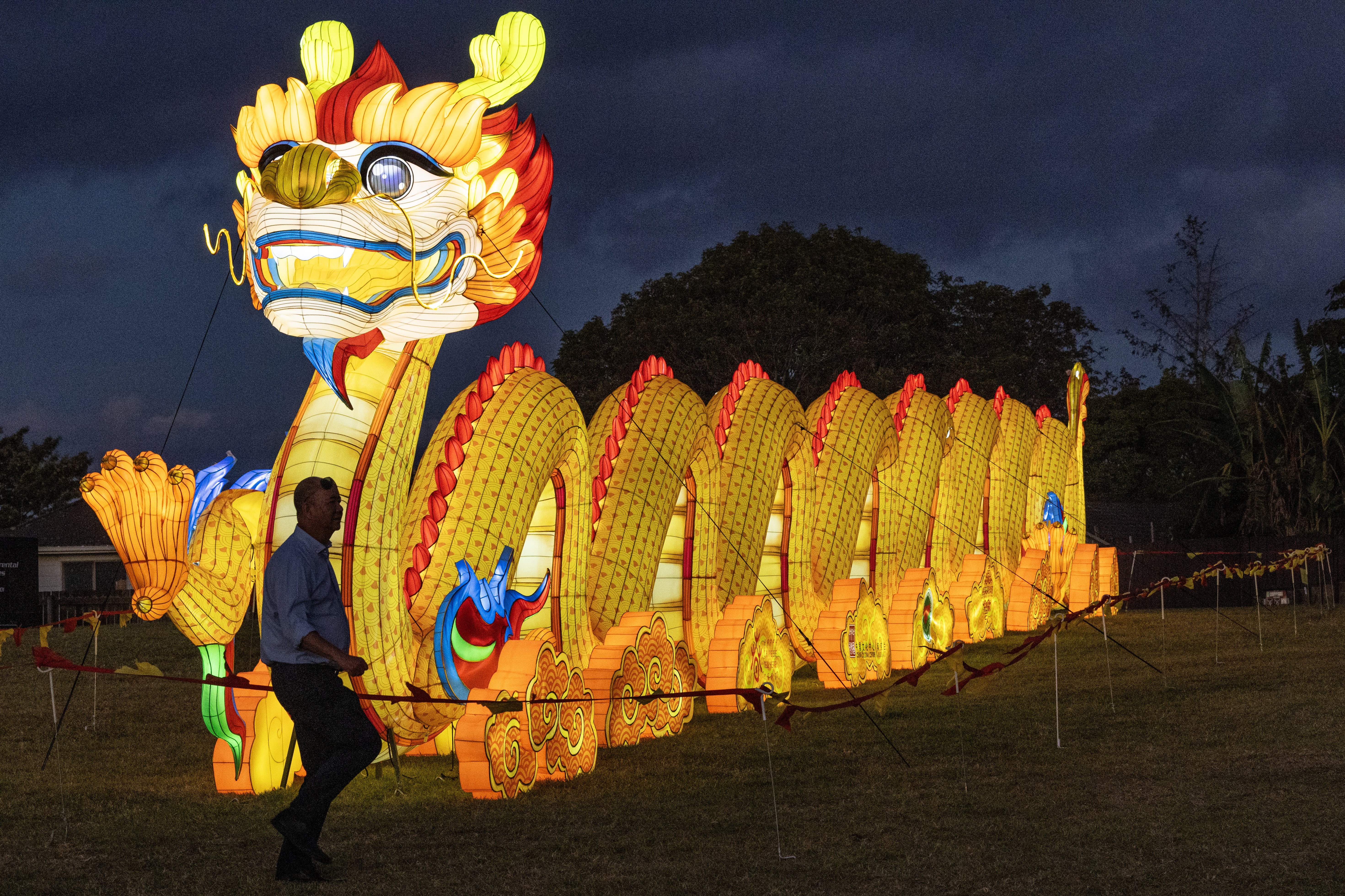 The new 30m Year of the Dragon lantern at the Manukau Sports Bowl. Photo / Jason Oxenham�