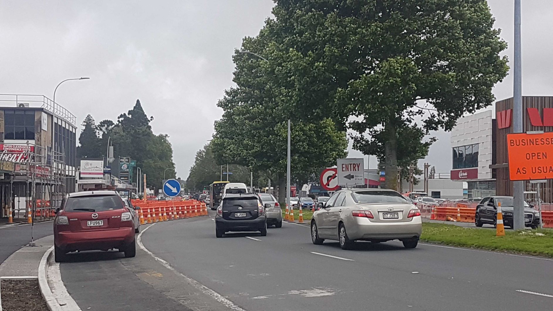 Open for business signage erected on Cameron Rd, Tauranga. Photo / Sandra Conchie