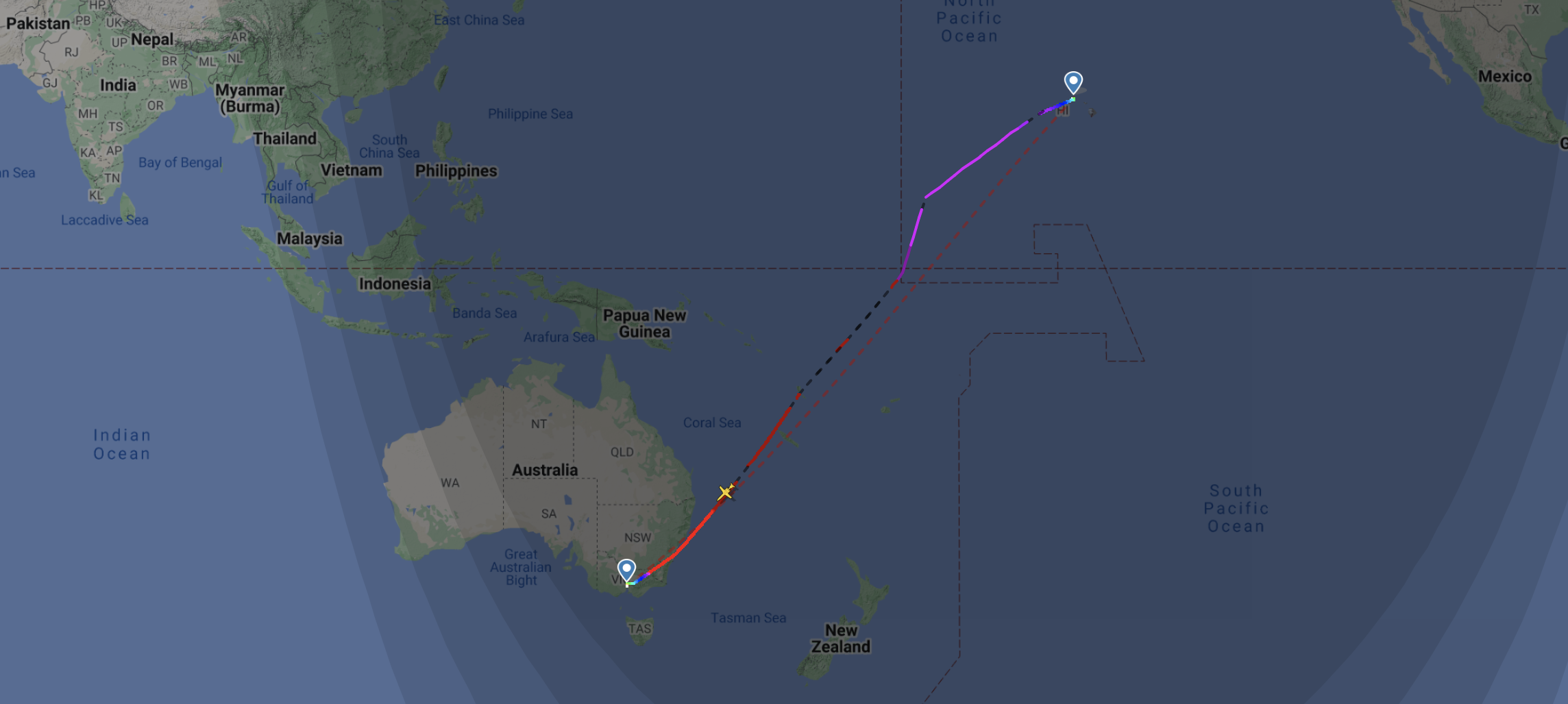 Taylor Swift's jet attracted much attention as people watched it head towards Australia. Photo / FlightRadar24