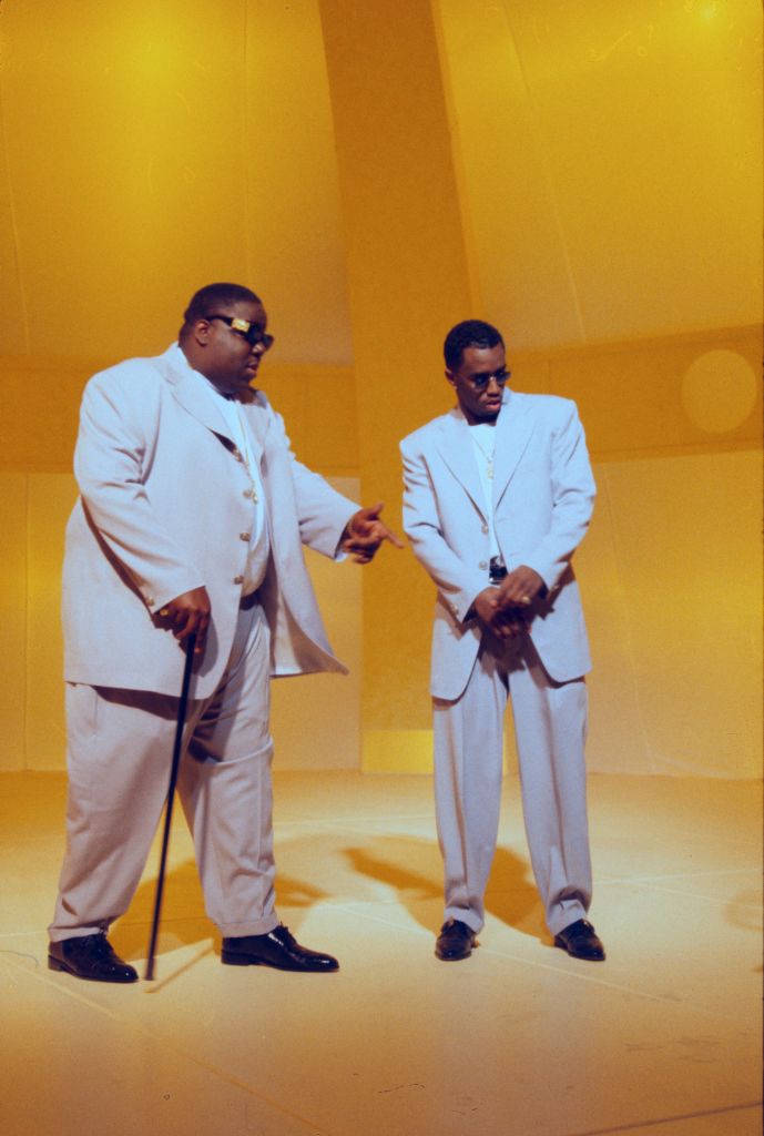 American rapper Notorious B.I.G and Sean Combs on the set for the former’s Hypnotise music video in 1997. Photo / Getty Images