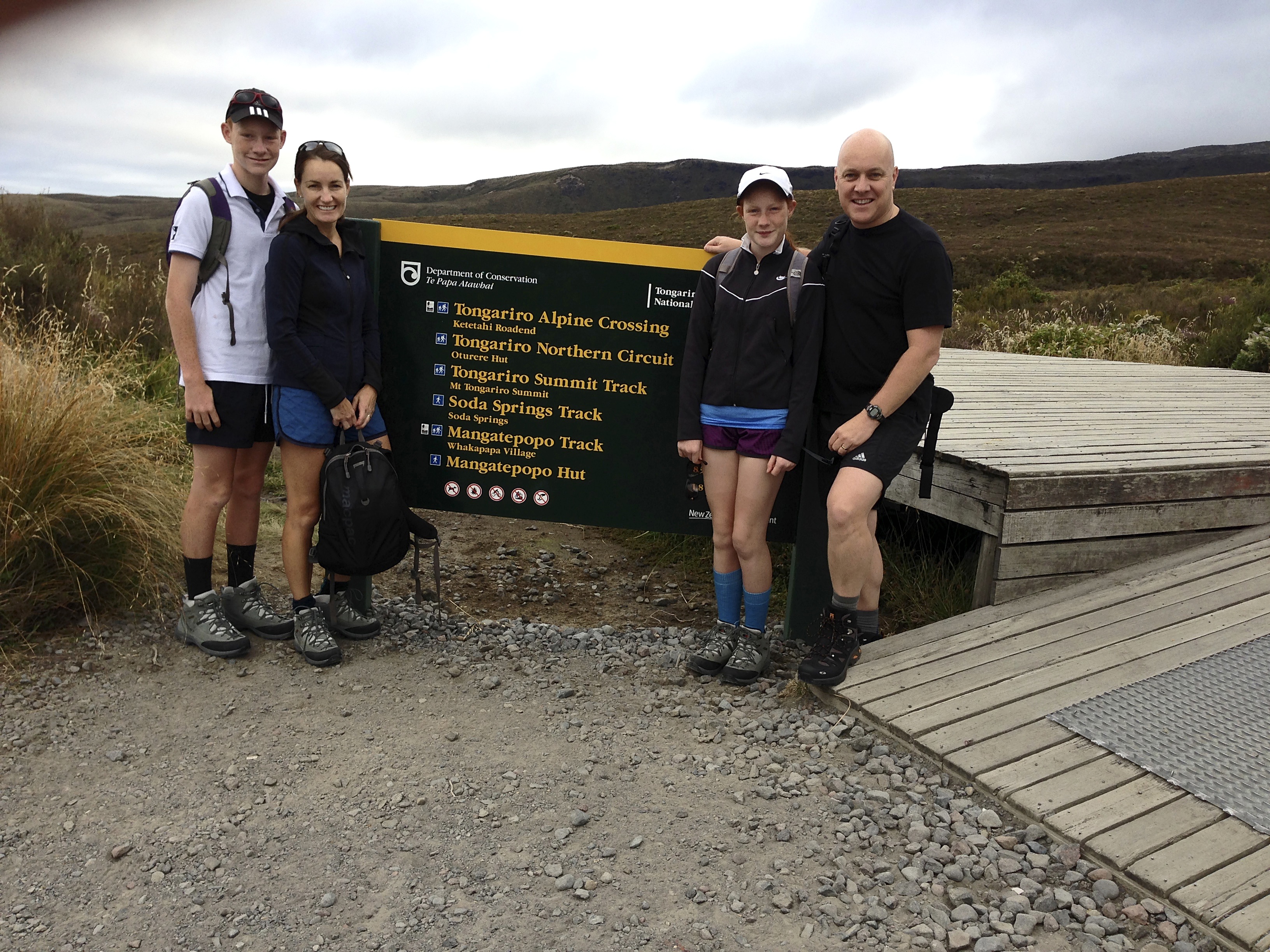 Actively involved: The family doing the Tongariro Crossing in 2014. Photo / Supplied