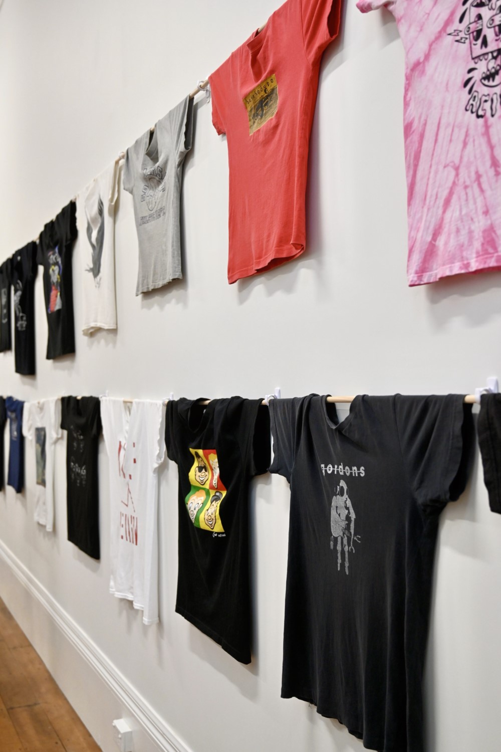 NZ Music Month Threads of Sound Band T-shirt Exhibition. Photo / Nico Rose