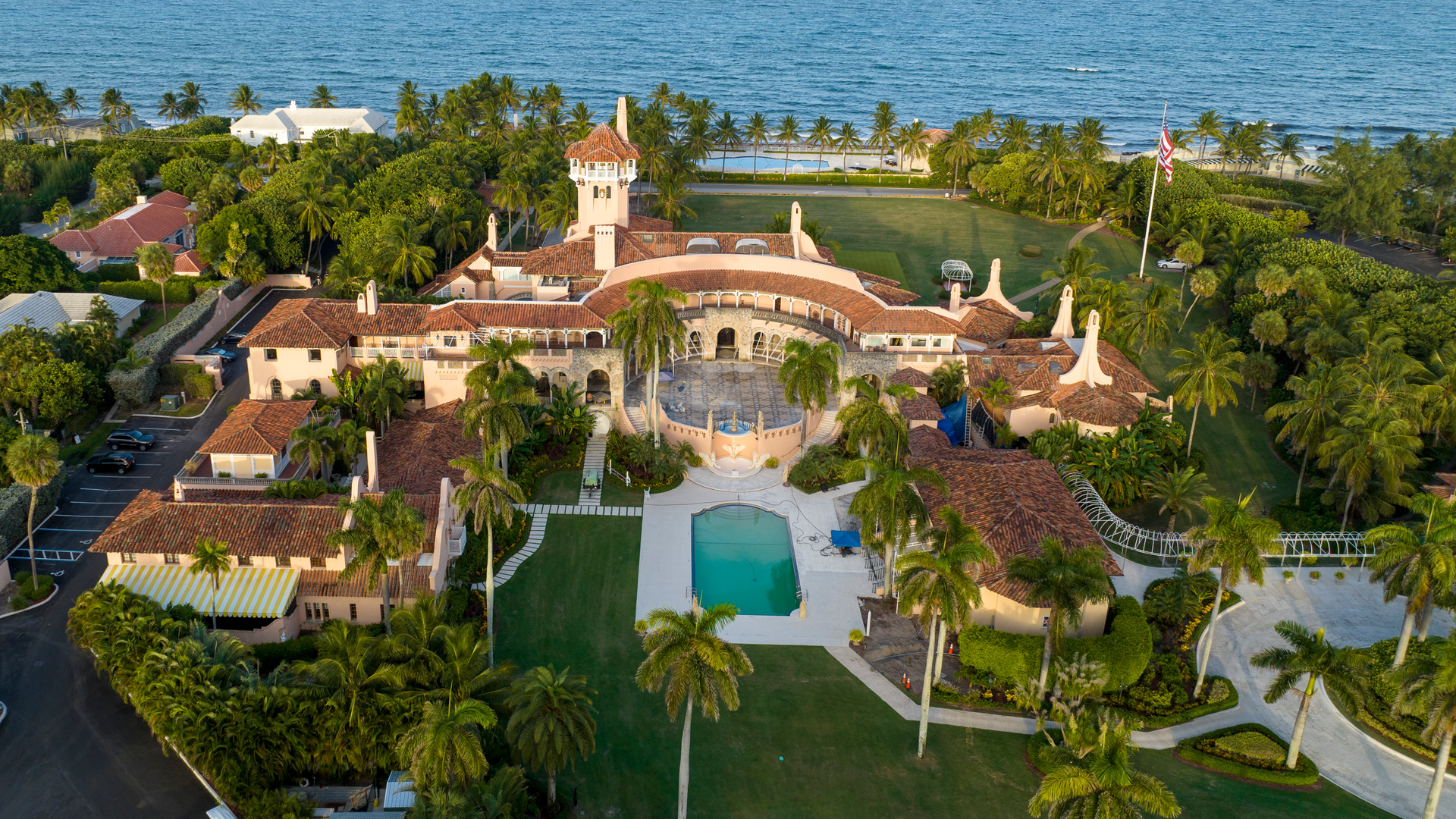An aerial view of Donald Trump's Mar-a-Lago estate. Photo / AP
