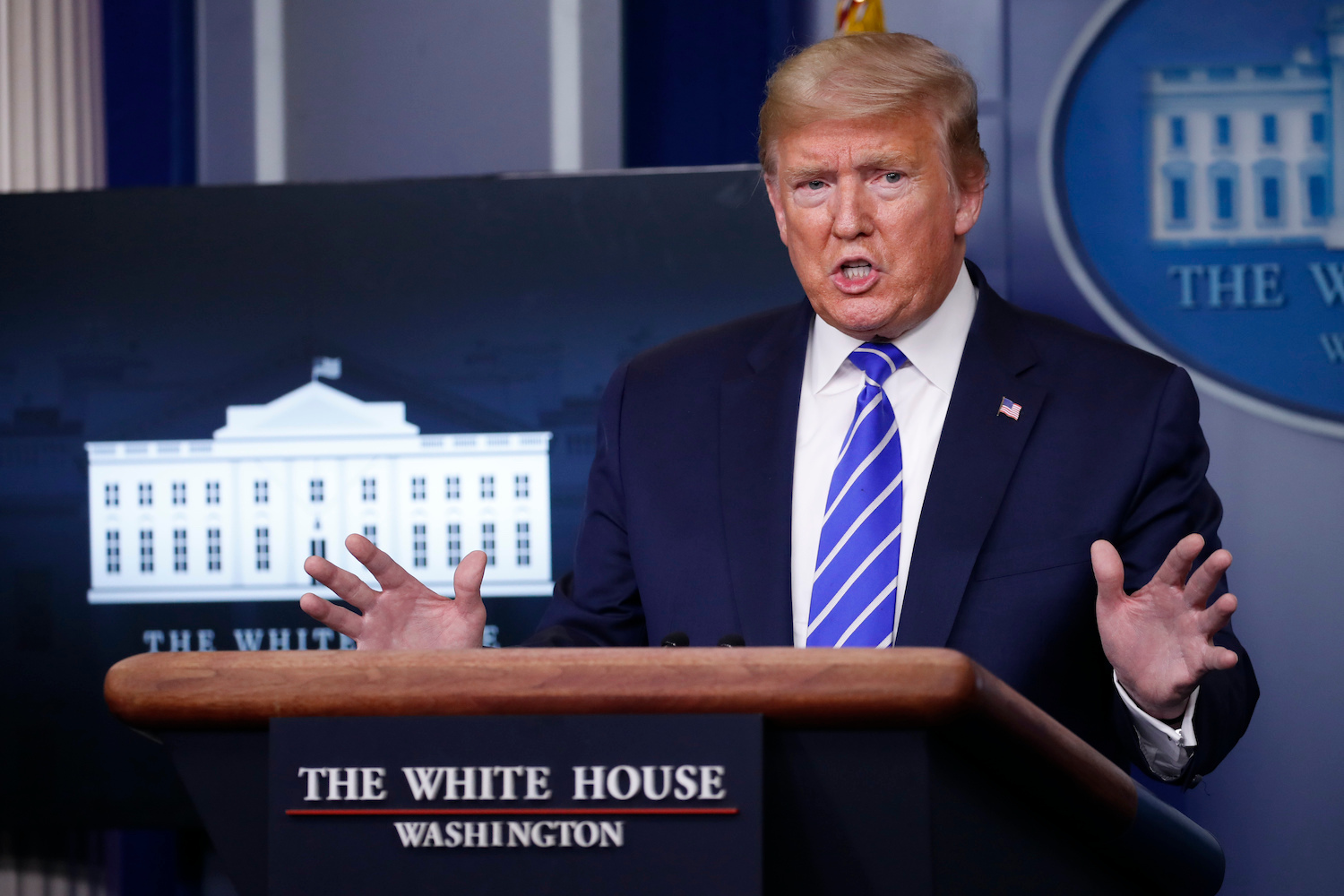 President Donald Trump speaks about the coronavirus in the James Brady Press Briefing Room of the White House, Thursday, April 23, 2020. Photo / AP