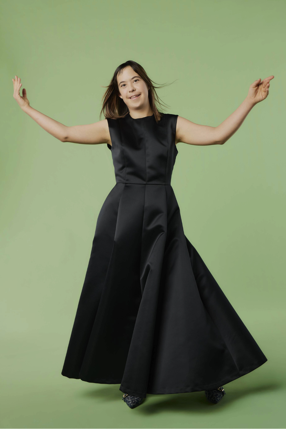Molly Dennis wears Juliette Hogan dress and Kathryn Wilson shoes. Photo / Mara Sommer for New Zealand Fashion Week.