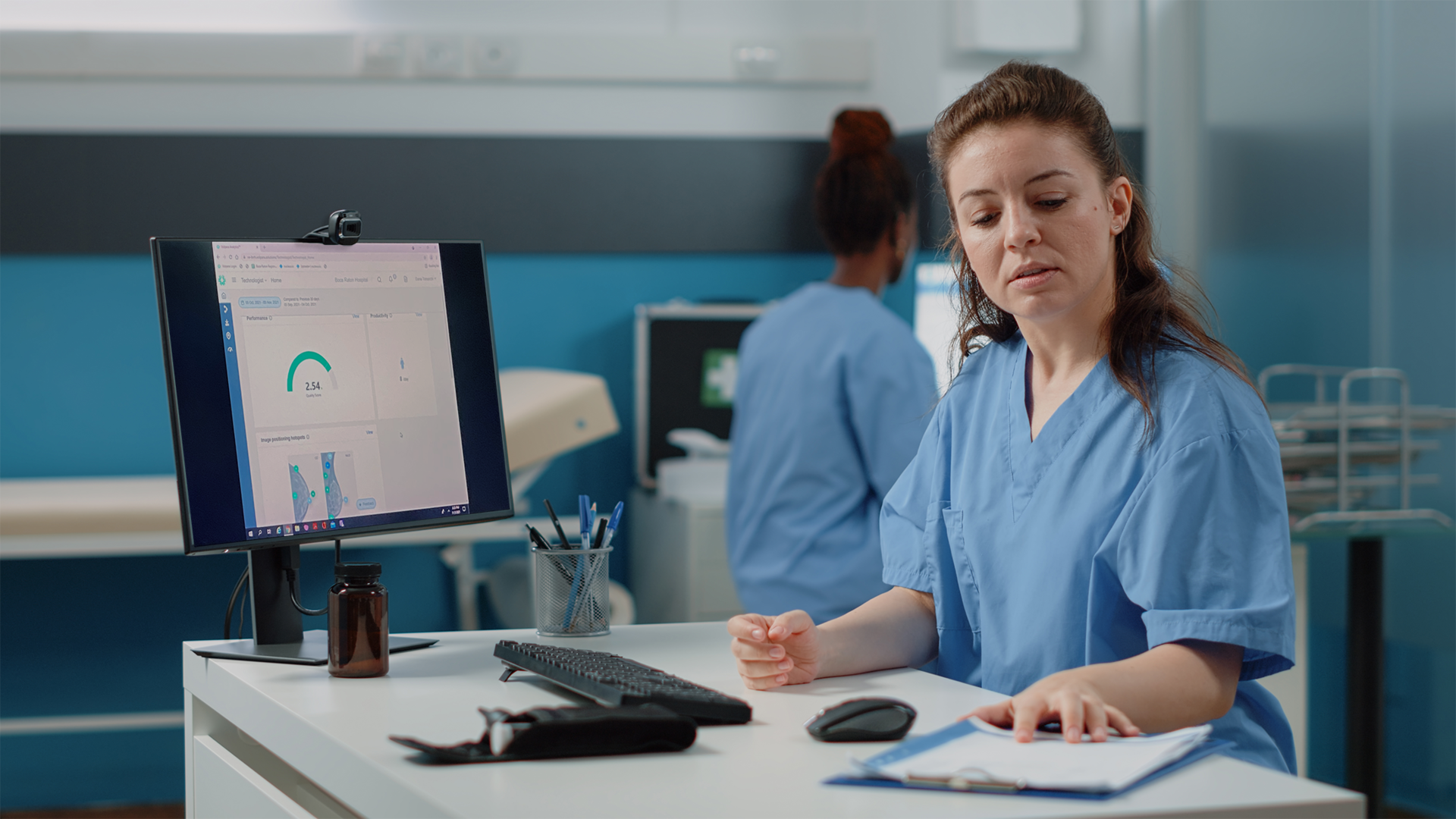 A radiologist using Volpara's software. Photo / File