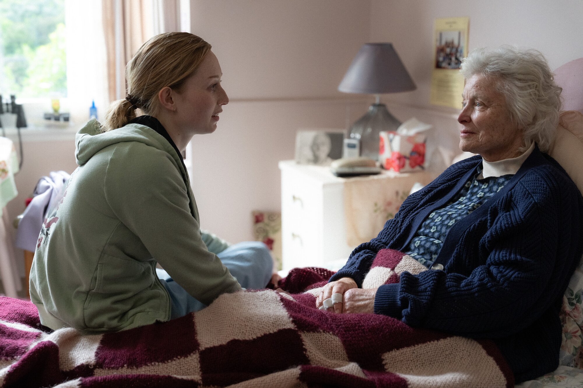 Anais Shand as Cassie (left) and Lisa Harrow as Cassie's grandmother, Huia, in the feature film Caterpillar, written and directed by Chelsie Preston Crayford.