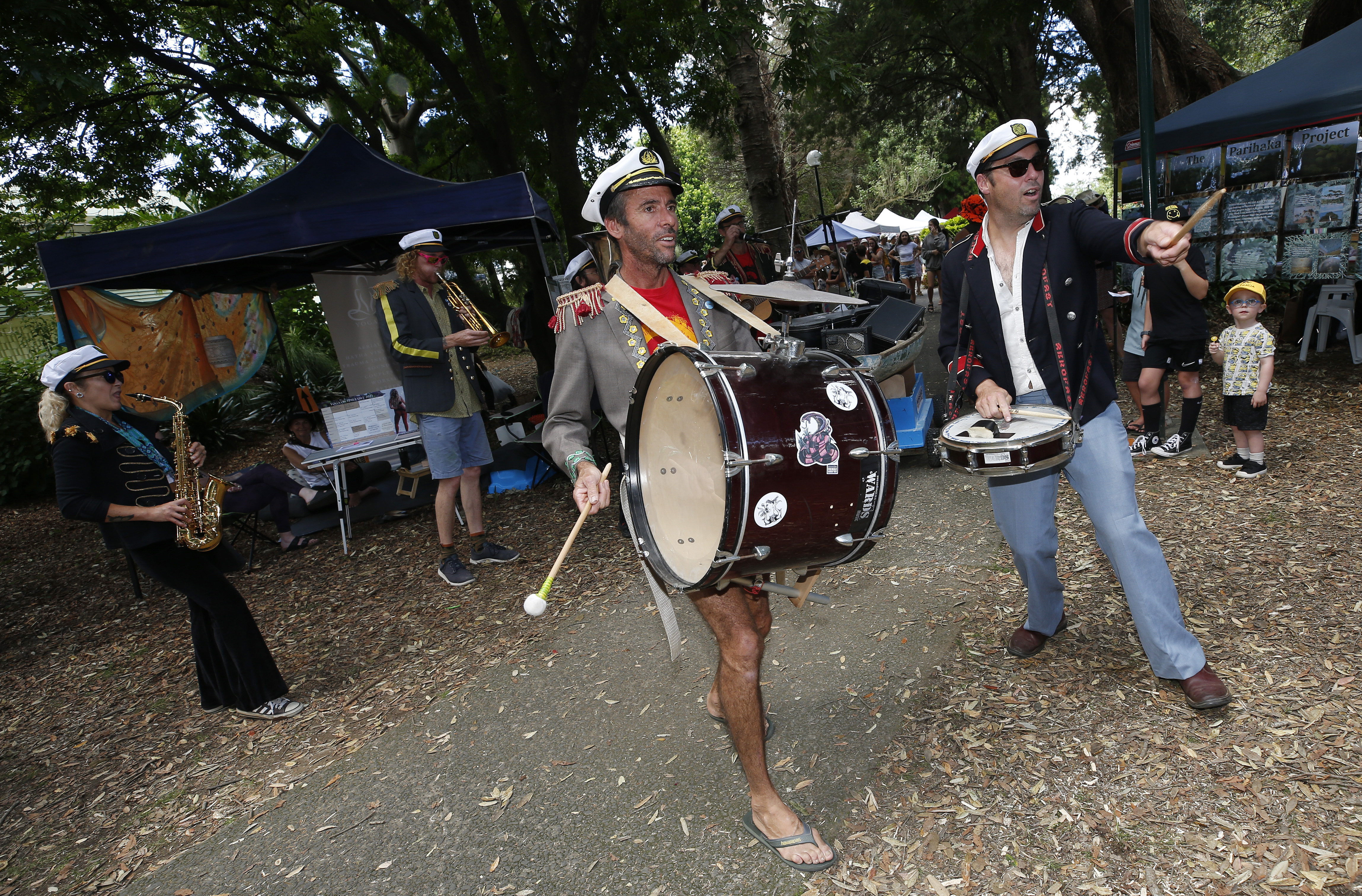Mermaid Bait band cruised though Cafler Park for the ArtBeat attendees on Saturday.