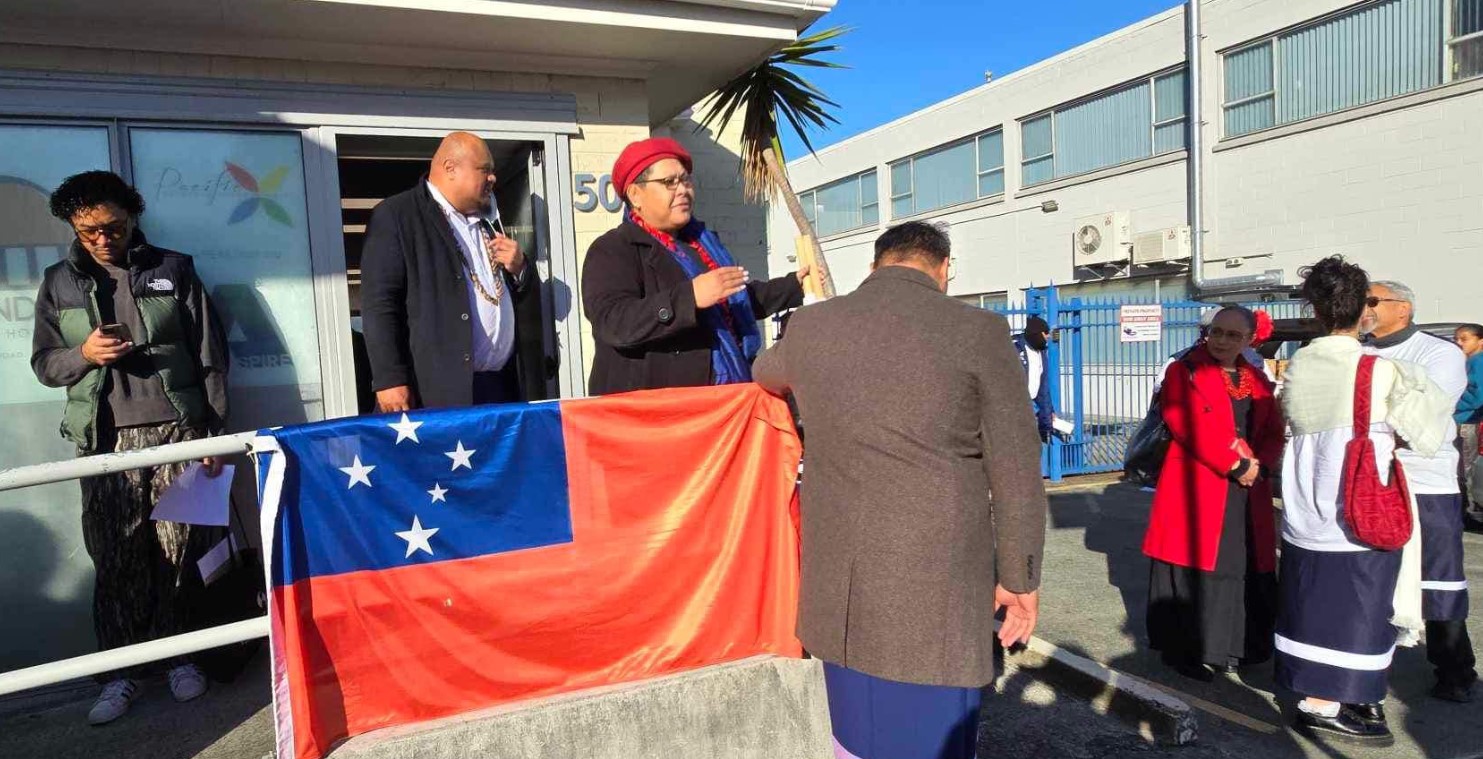 Tofilau Nina Kirifi-Alai (with red hat) pictured at one of this month's rally events encouraging Samoans to make a submission. Photo / Mau o le Sitiseni NZ