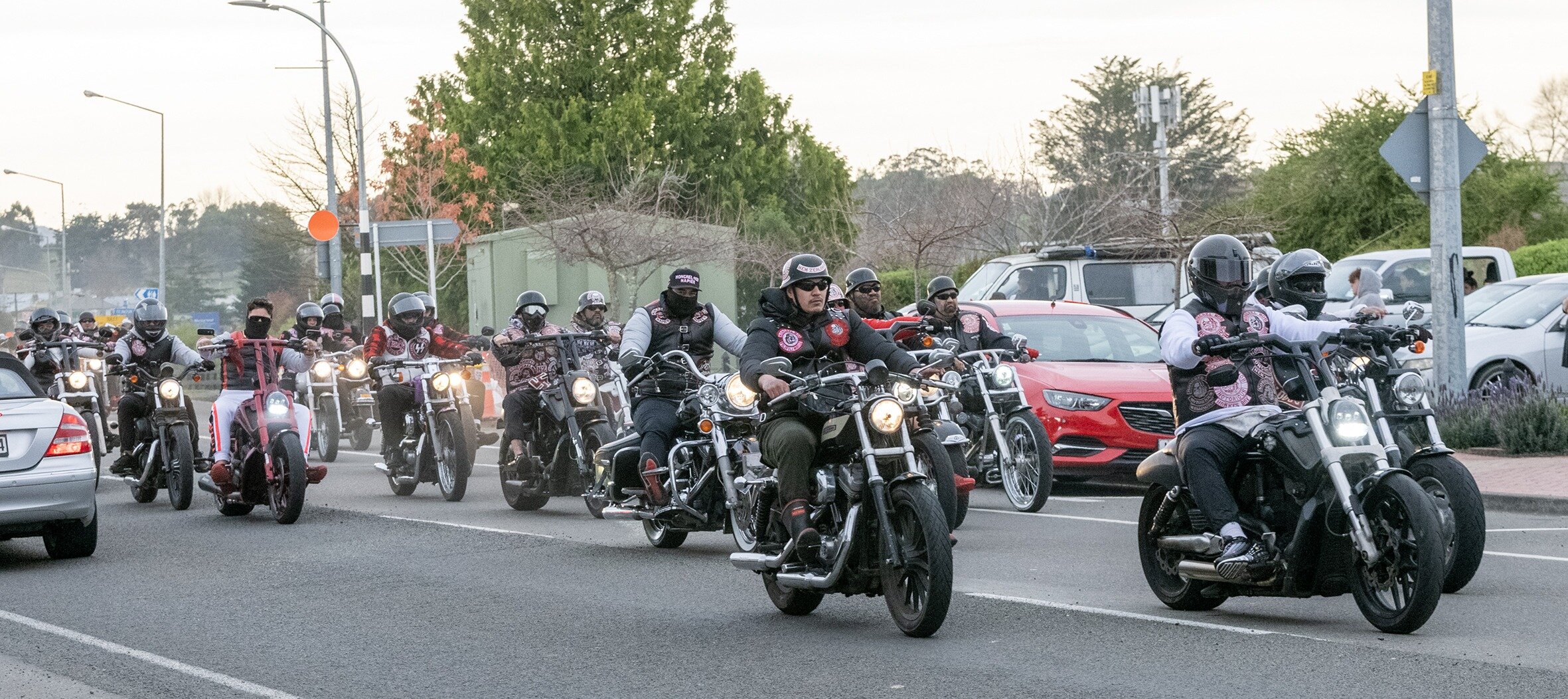  A Mongrel Mob funeral convoy for Sonny Smith in Waipawa.