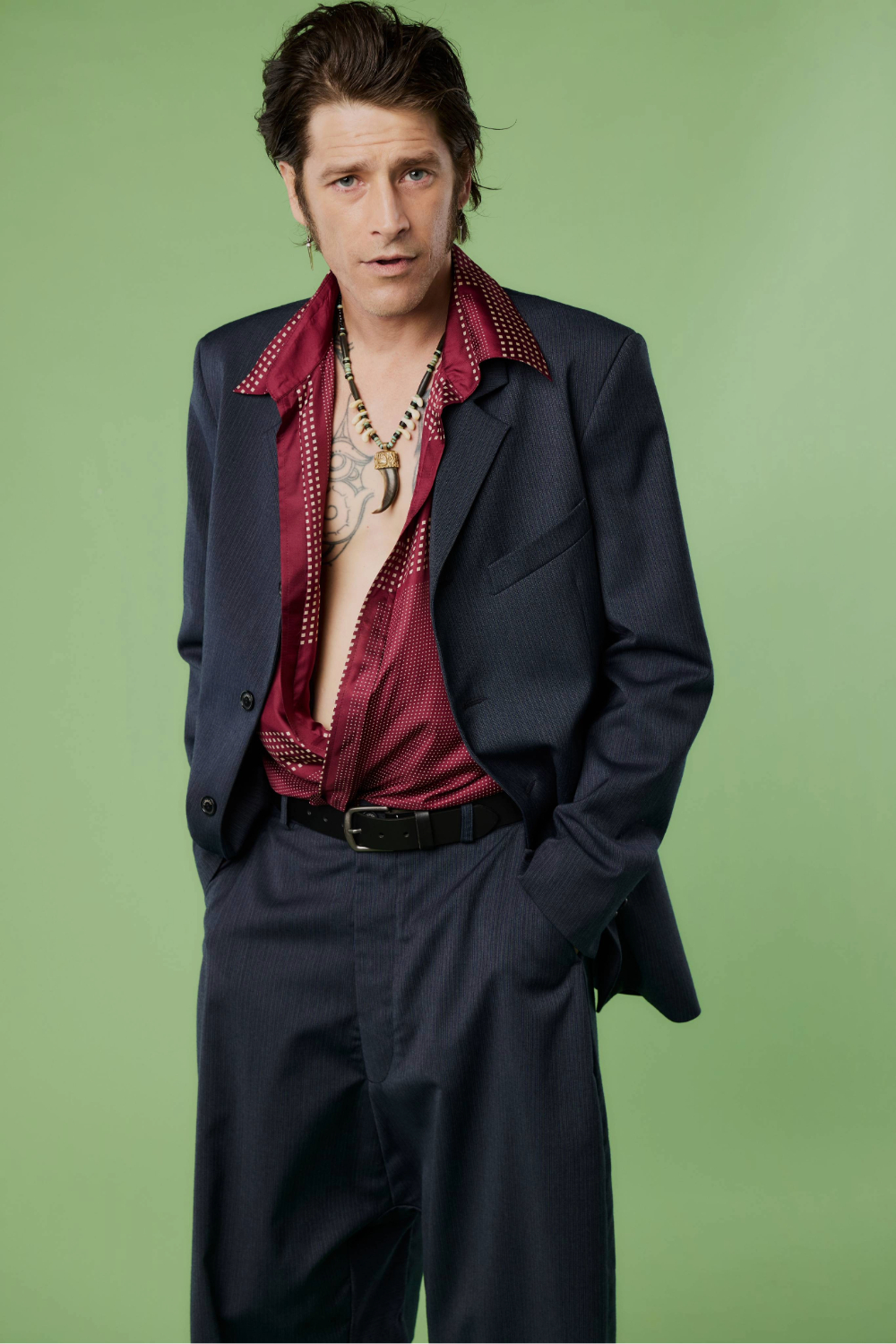 Vinnie Woolston wears archival Zambesi. Photo / Mara Sommer for New Zealand Fashion Week.