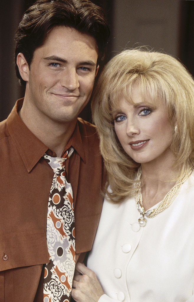 Matthew Perry as Chandler Bing, Morgan Fairchild as Nora Tyler Bing. Photo / Getty Images