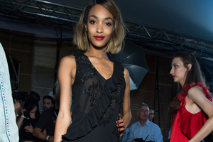 Jourdan Dunn backstage at Topshop. Photo / Supplied.